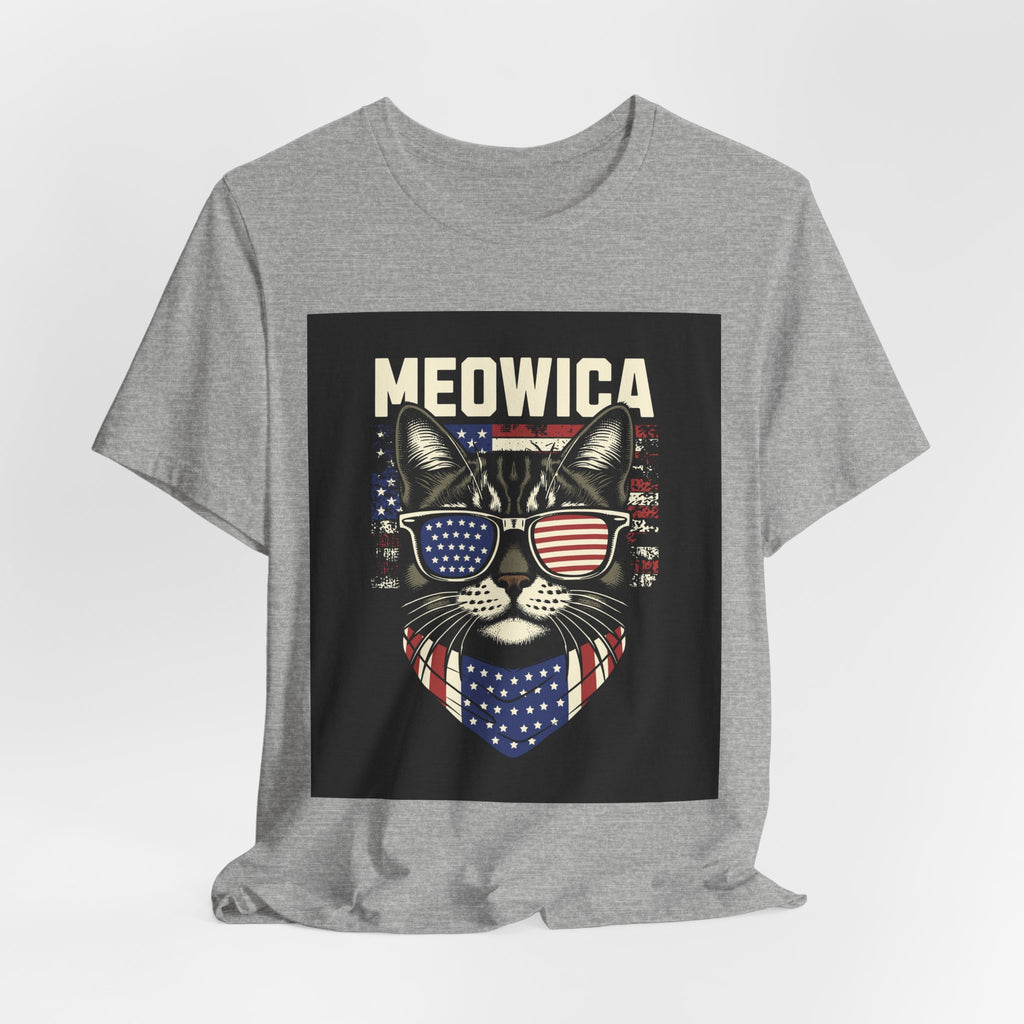 Meowica Cat Tee — Patriotic USA Flag Sunglasses Graphic T-Shirt