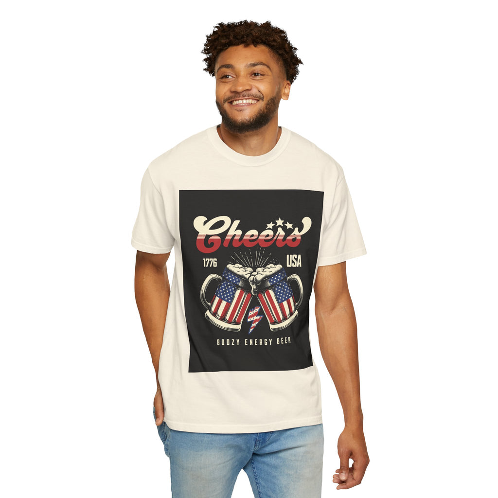 Cheers USA T-Shirt — Patriotic Beer Mugs Graphic Tee (1776)