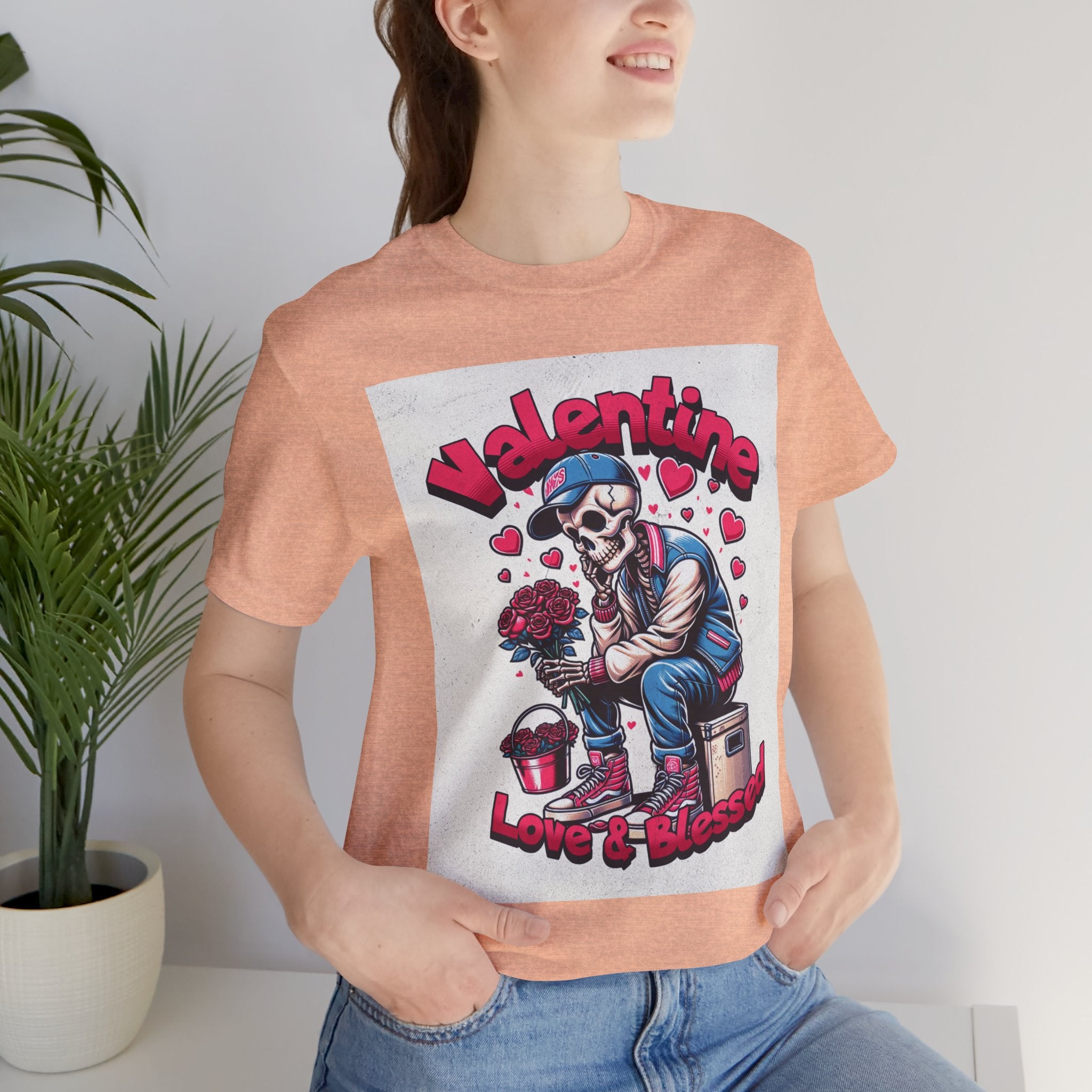 Valentine Skull T-Shirt – "Love & Blessed" Gothic Valentine Tee