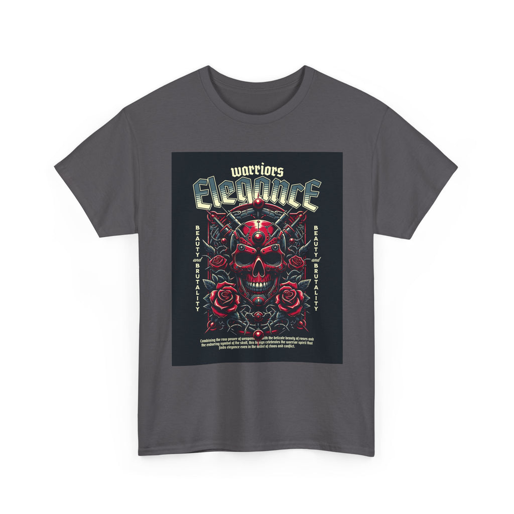 Warriors Electric Skull T‑Shirt — Red Skull & Roses Rock Graphic Tee