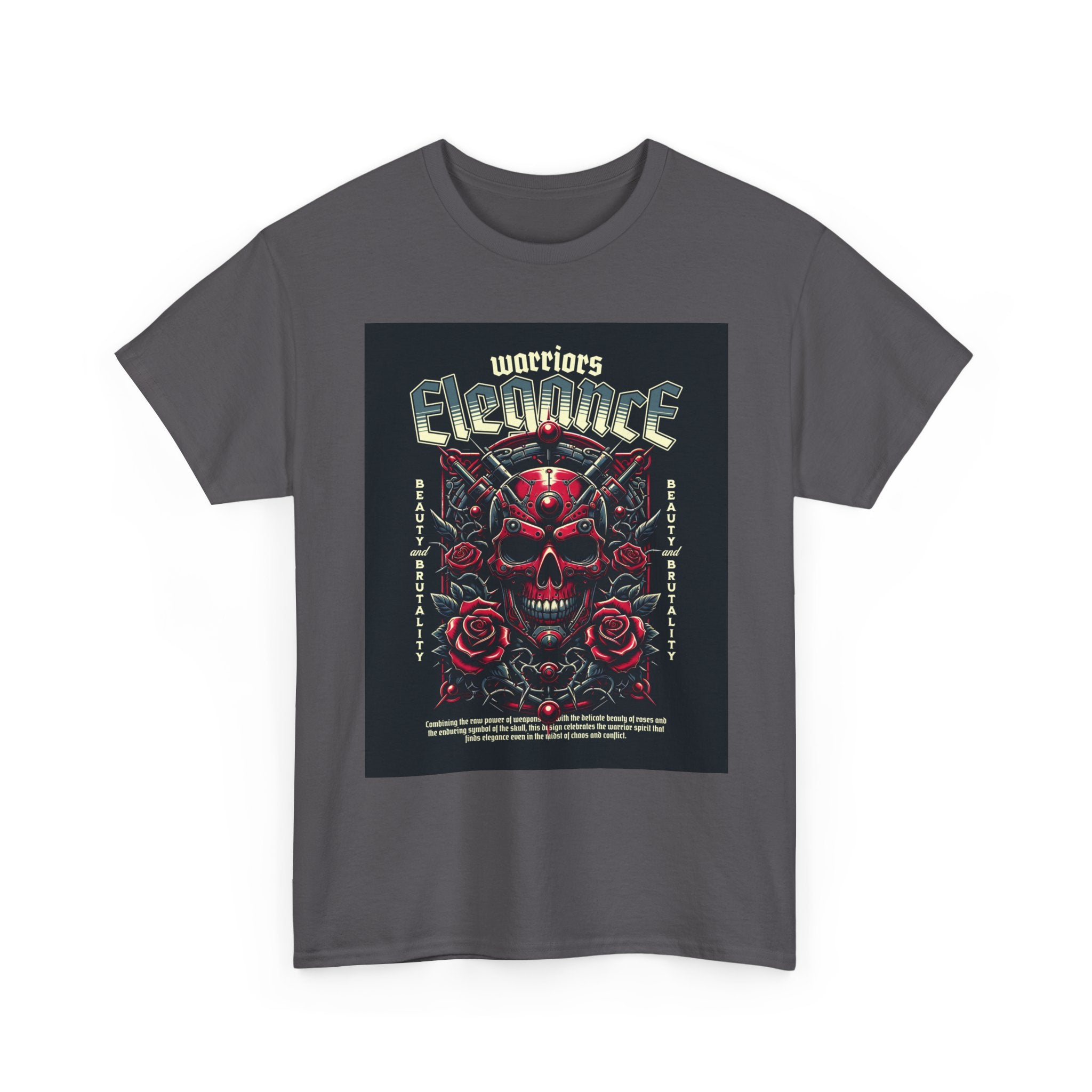 Warriors Electric Skull T‑Shirt — Red Skull & Roses Rock Graphic Tee