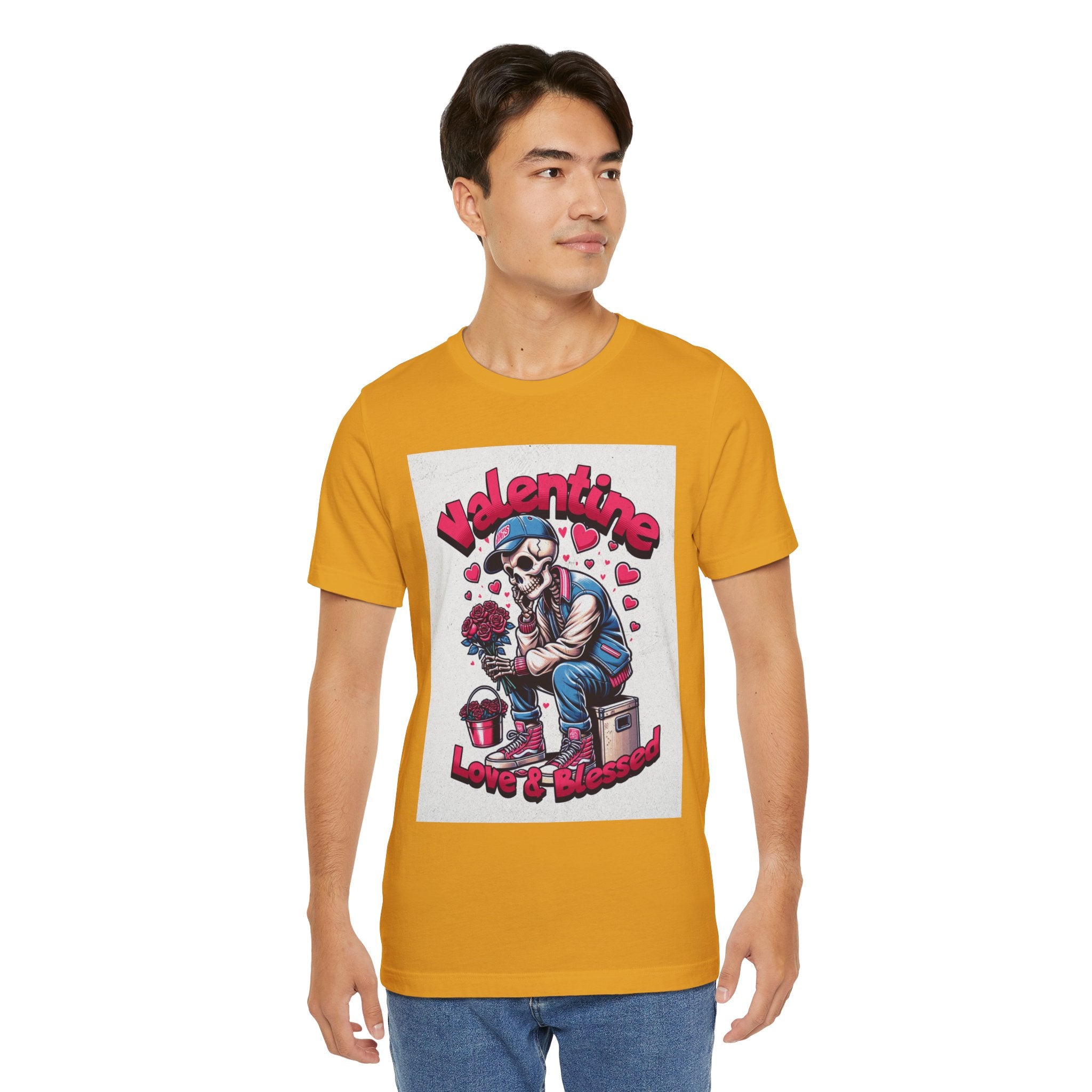 Valentine Skull T-Shirt – "Love & Blessed" Gothic Valentine Tee