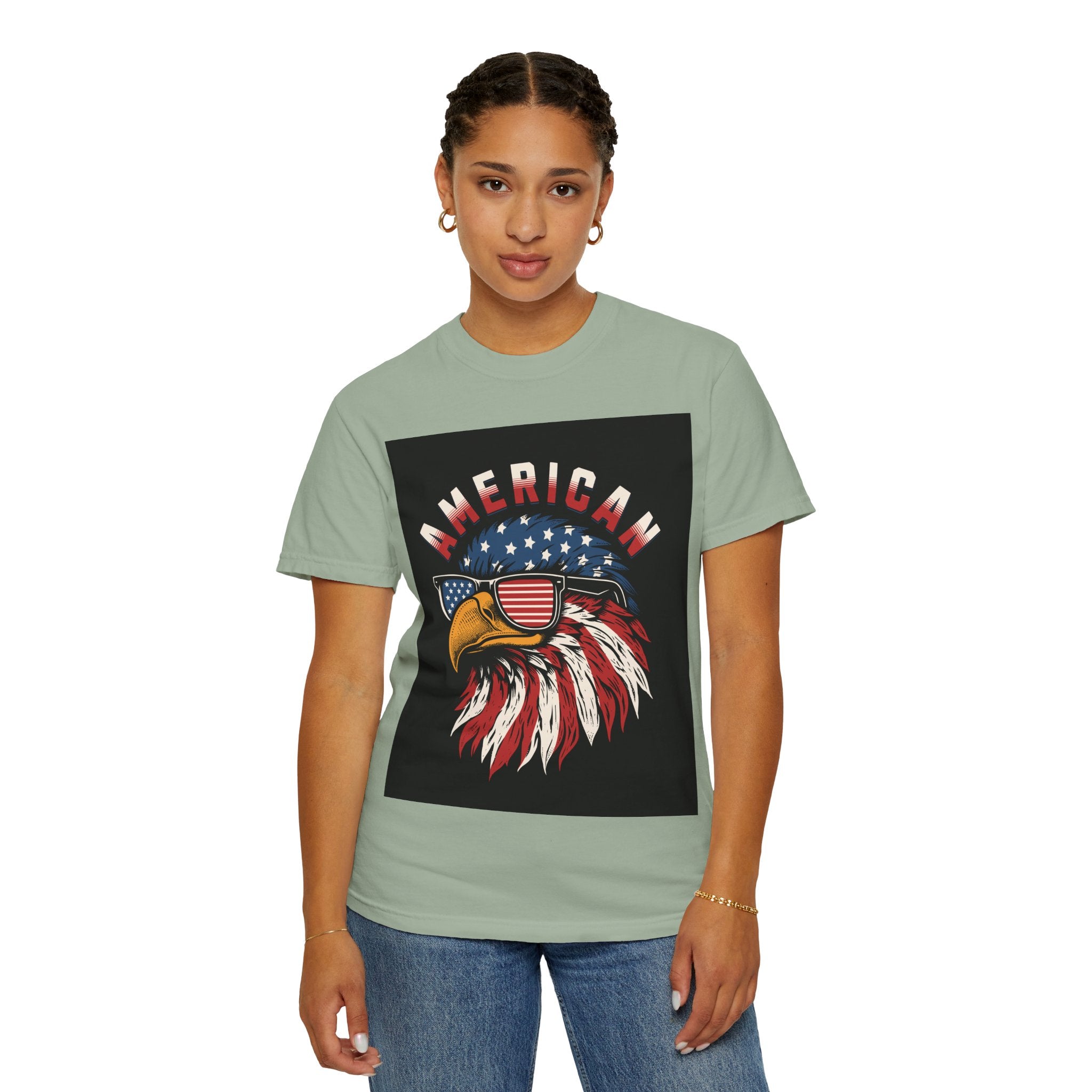 American Eagle Sunglasses T-Shirt — Patriotic USA Flag Graphic