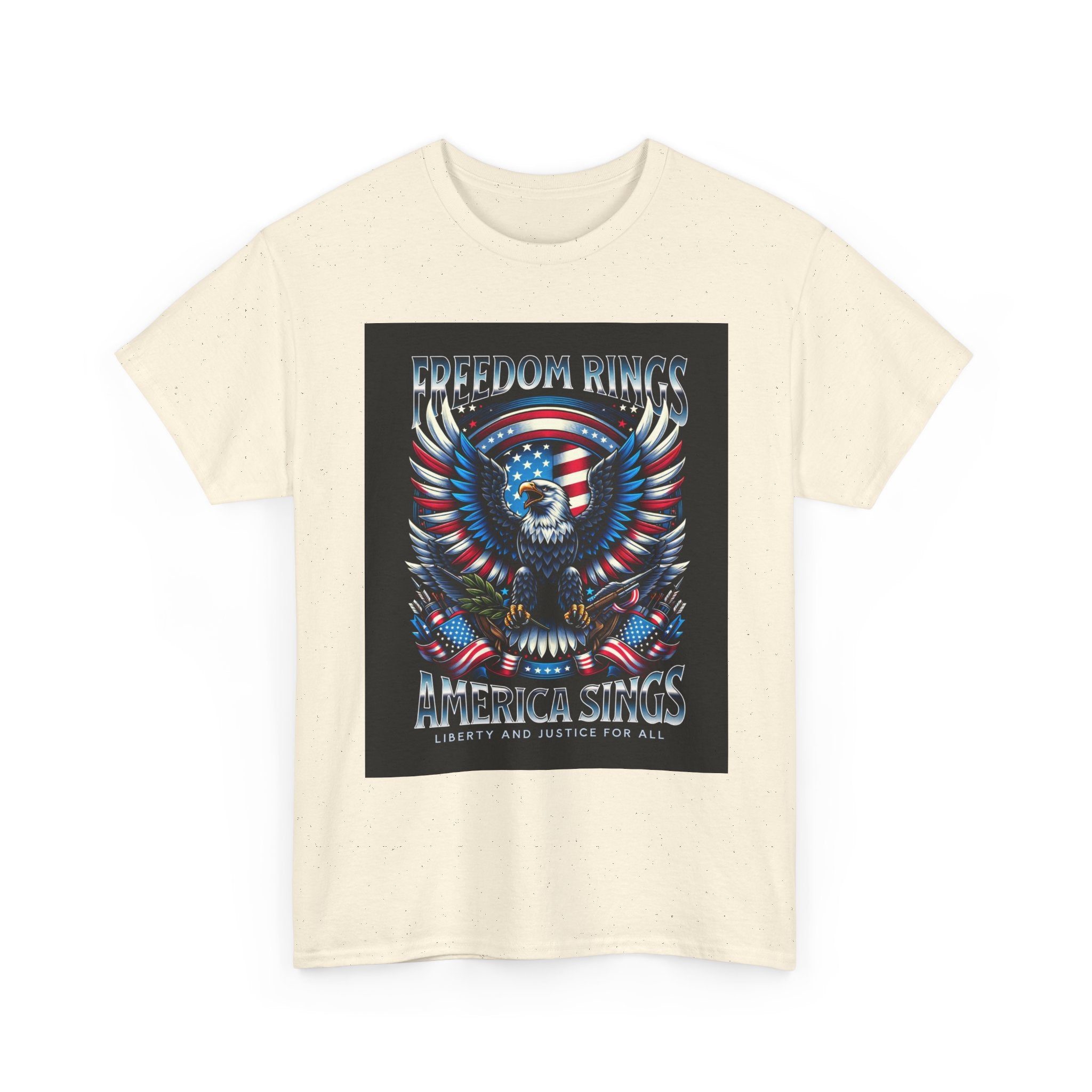 Eagle & American Flag Tee — "Freedom Rings, America Sings" Patriotic T-Shirt