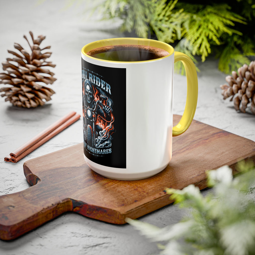 Skull Rider Motorcycle Mug – "Born of Nightmares" Biker Coffee Cup (11oz/15oz)