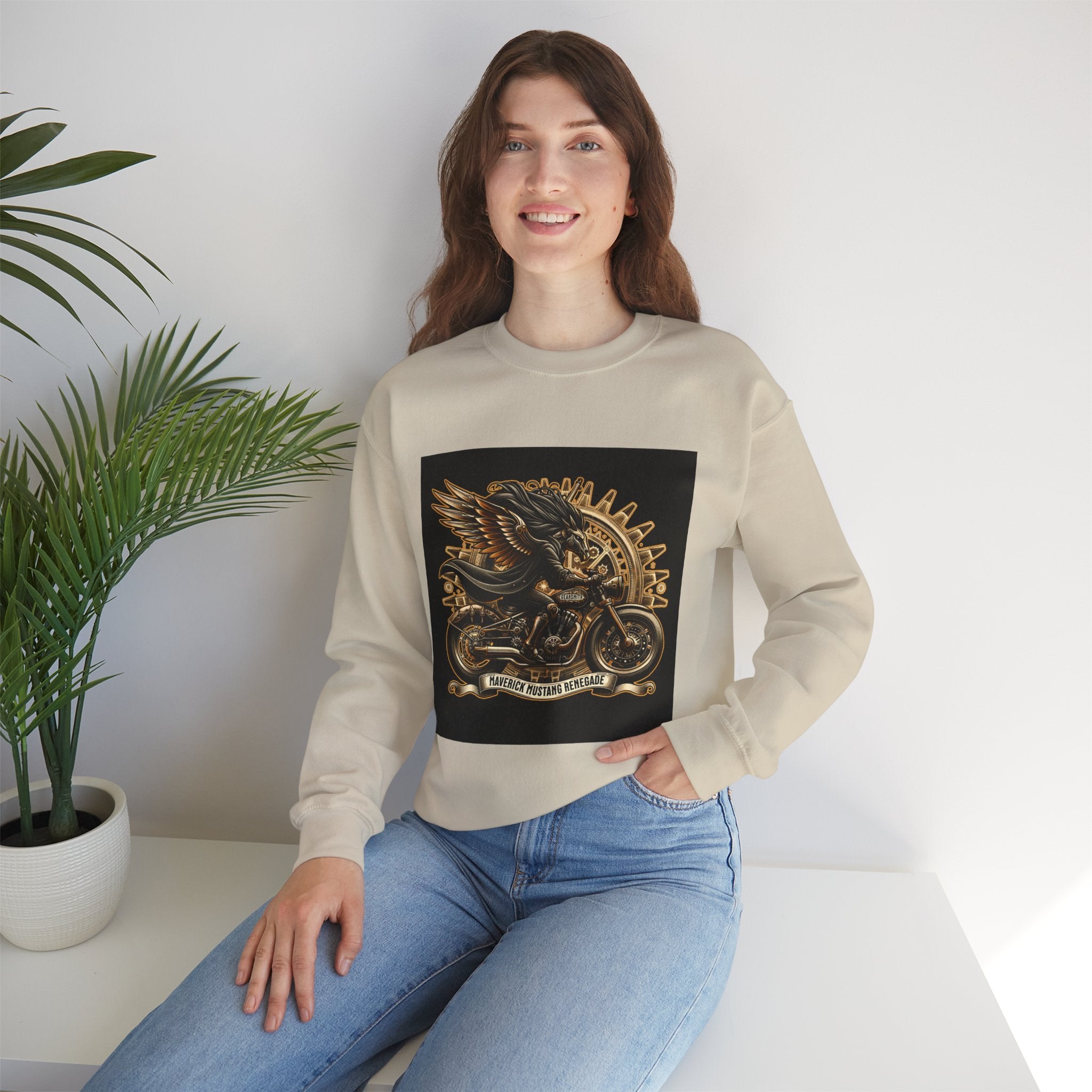 Motorcycle Eagle Crewneck Sweatshirt – "Liberty Rider" Vintage Biker Graphic