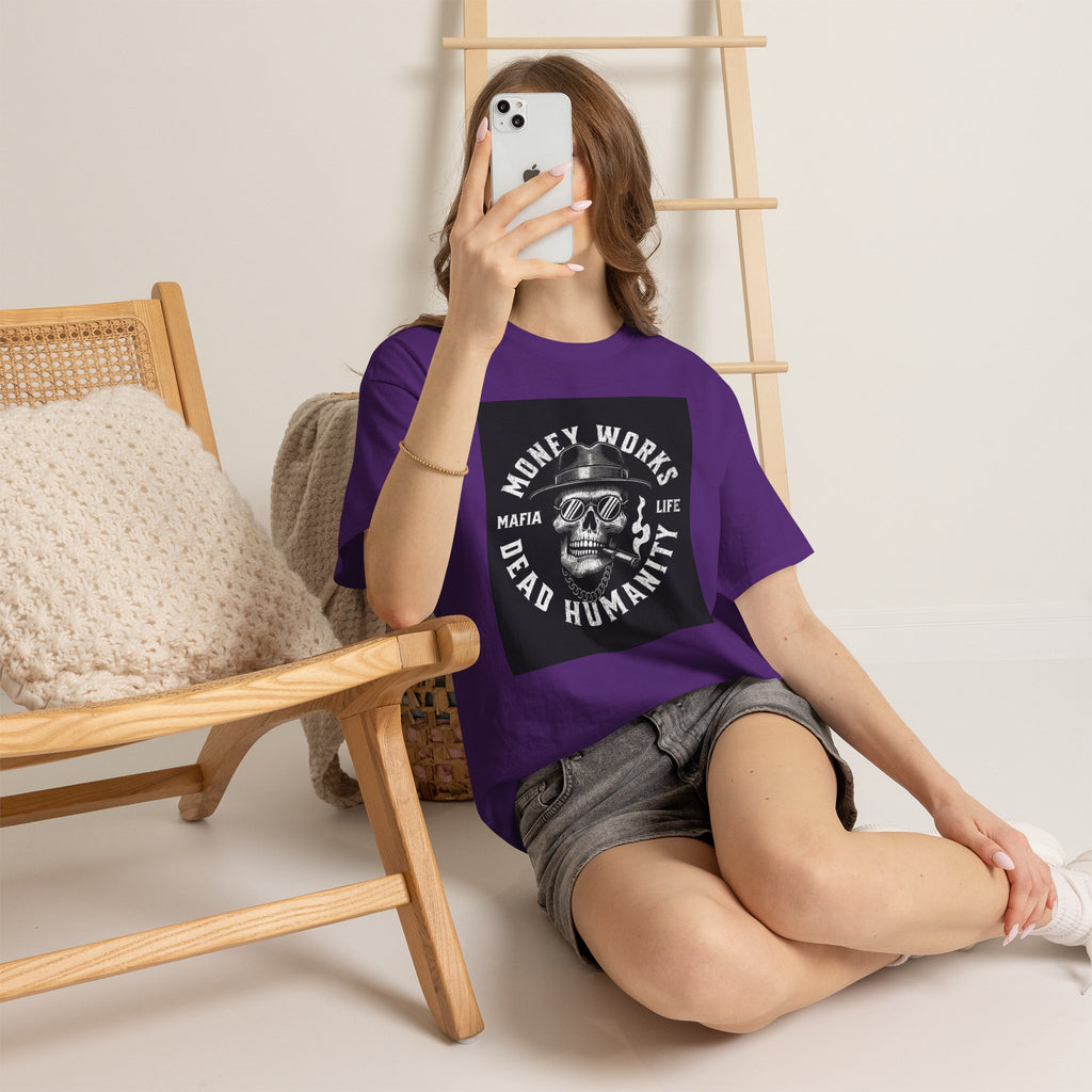 Money Works Dead Humanity Skull Tee