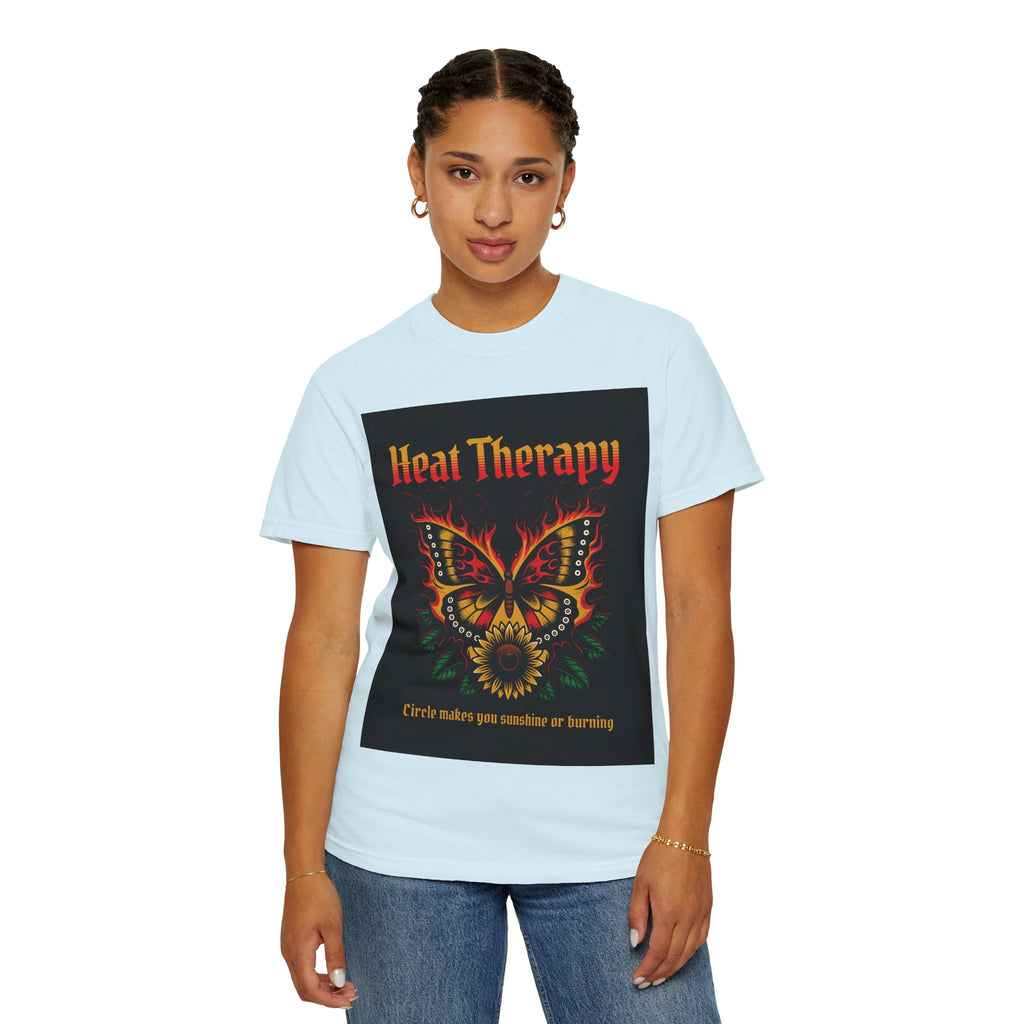 Heat Therapy Butterfly T-Shirt — Retro Floral Sunflower Design