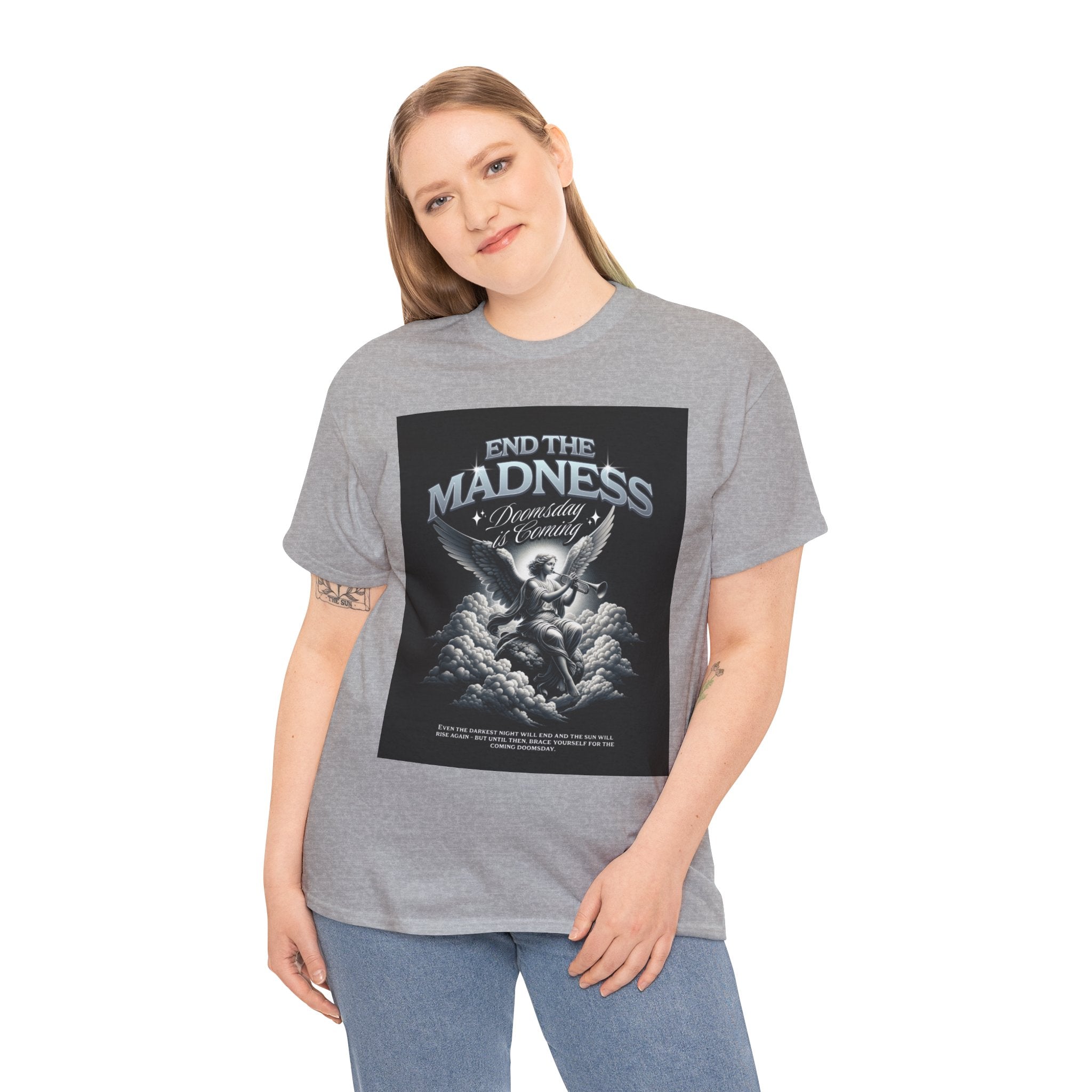 End the Madness Angel Graphic Tee — Vintage Gothic Band-Style T-Shirt
