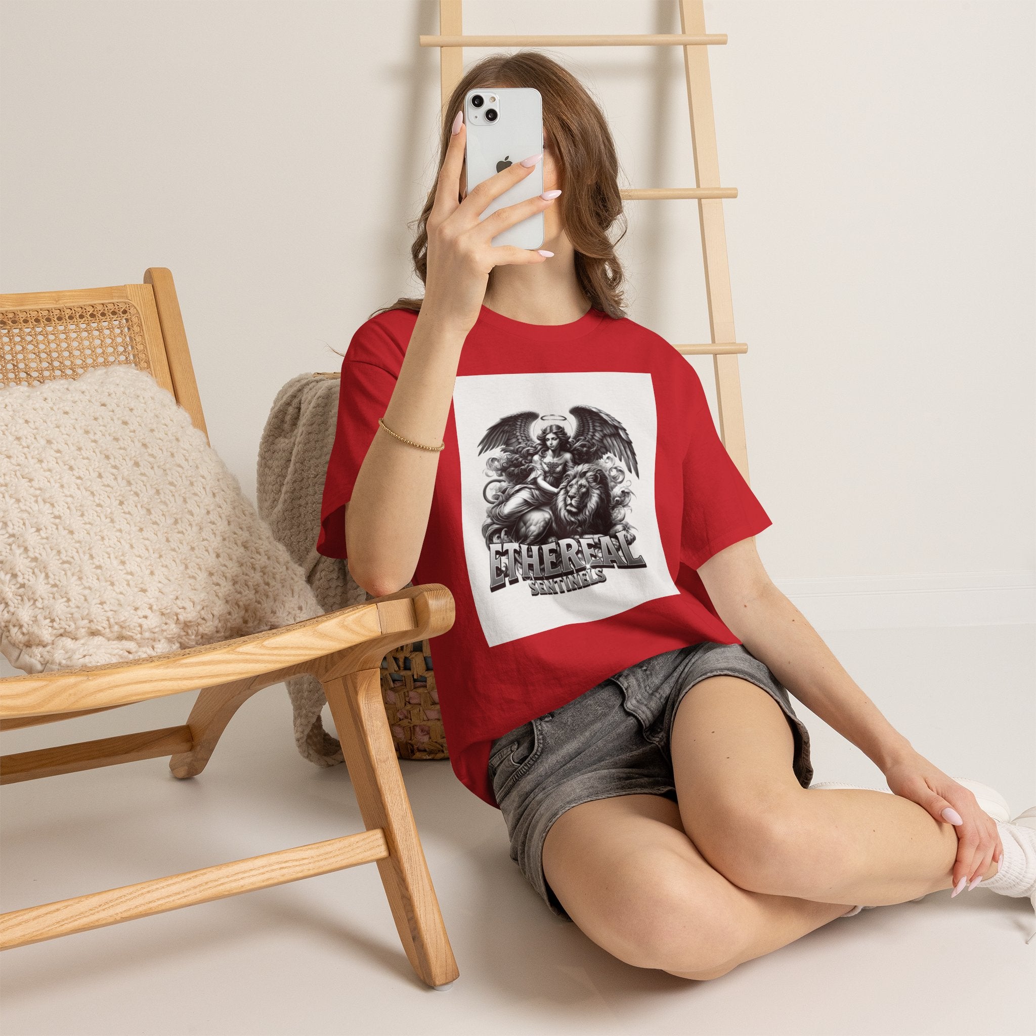 Angel & Lion Graphic Tee — "Ethereal" Vintage Gothic Streetwear