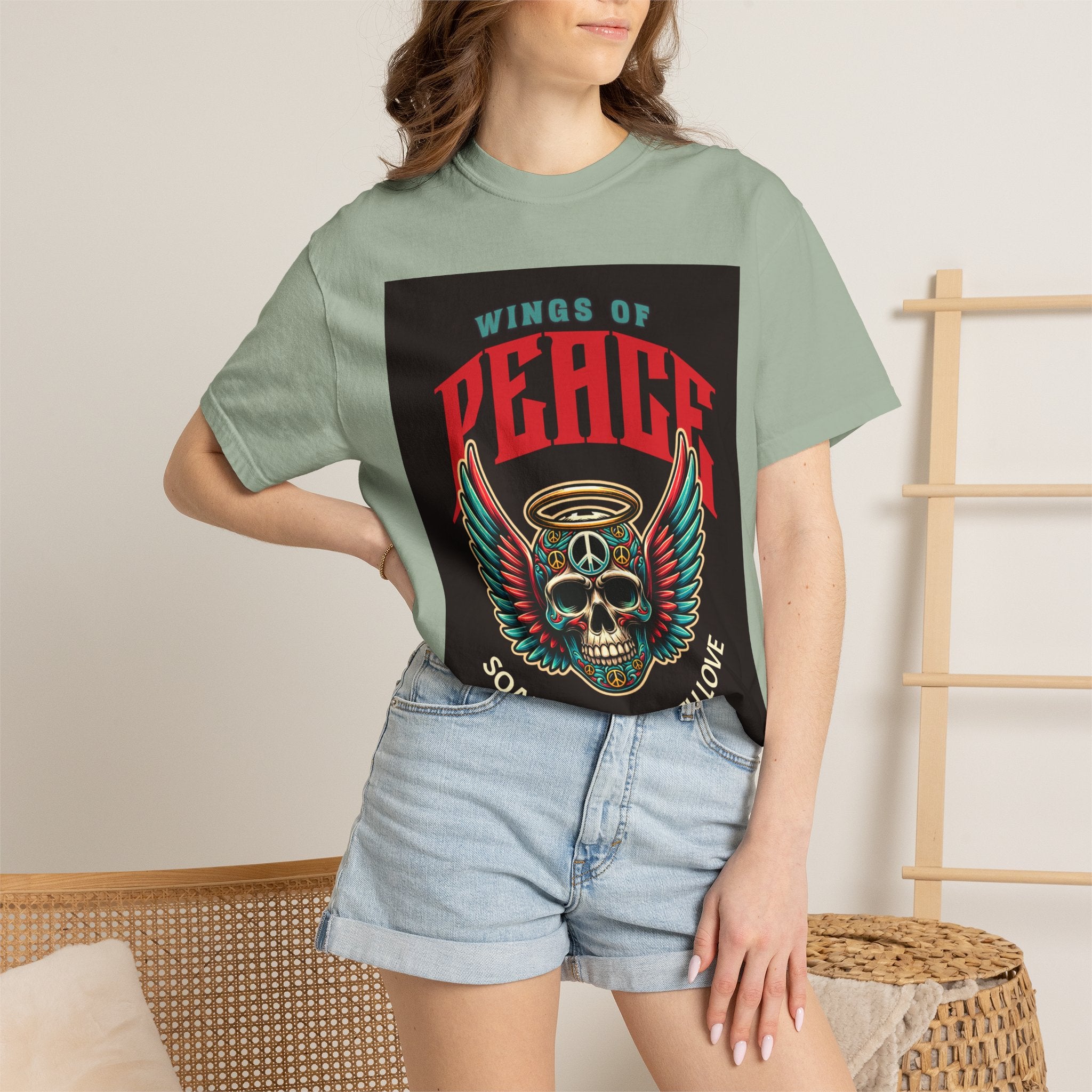 Wings of Peace Skull T-Shirt — "Soar Above With Love" Vintage Graphic Tee