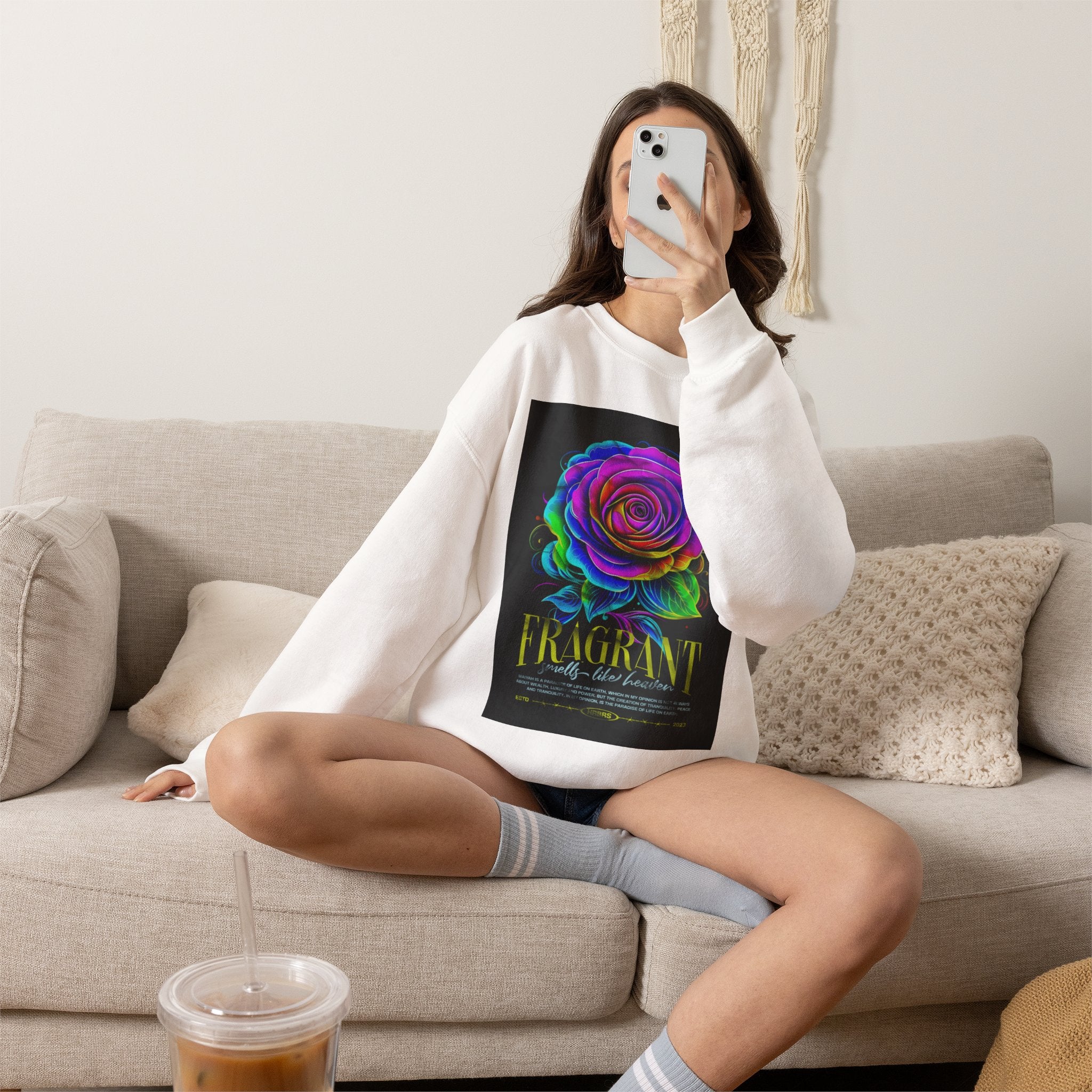 Fluorescent Rose “Fragrant” Crewneck Sweatshirt