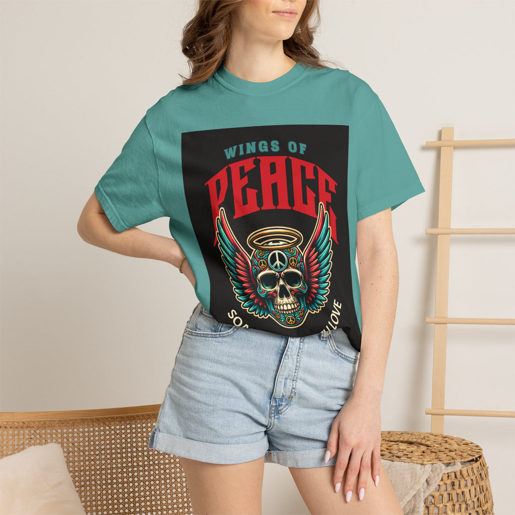 Wings of Peace Skull T-Shirt — "Soar Above With Love" Vintage Graphic Tee