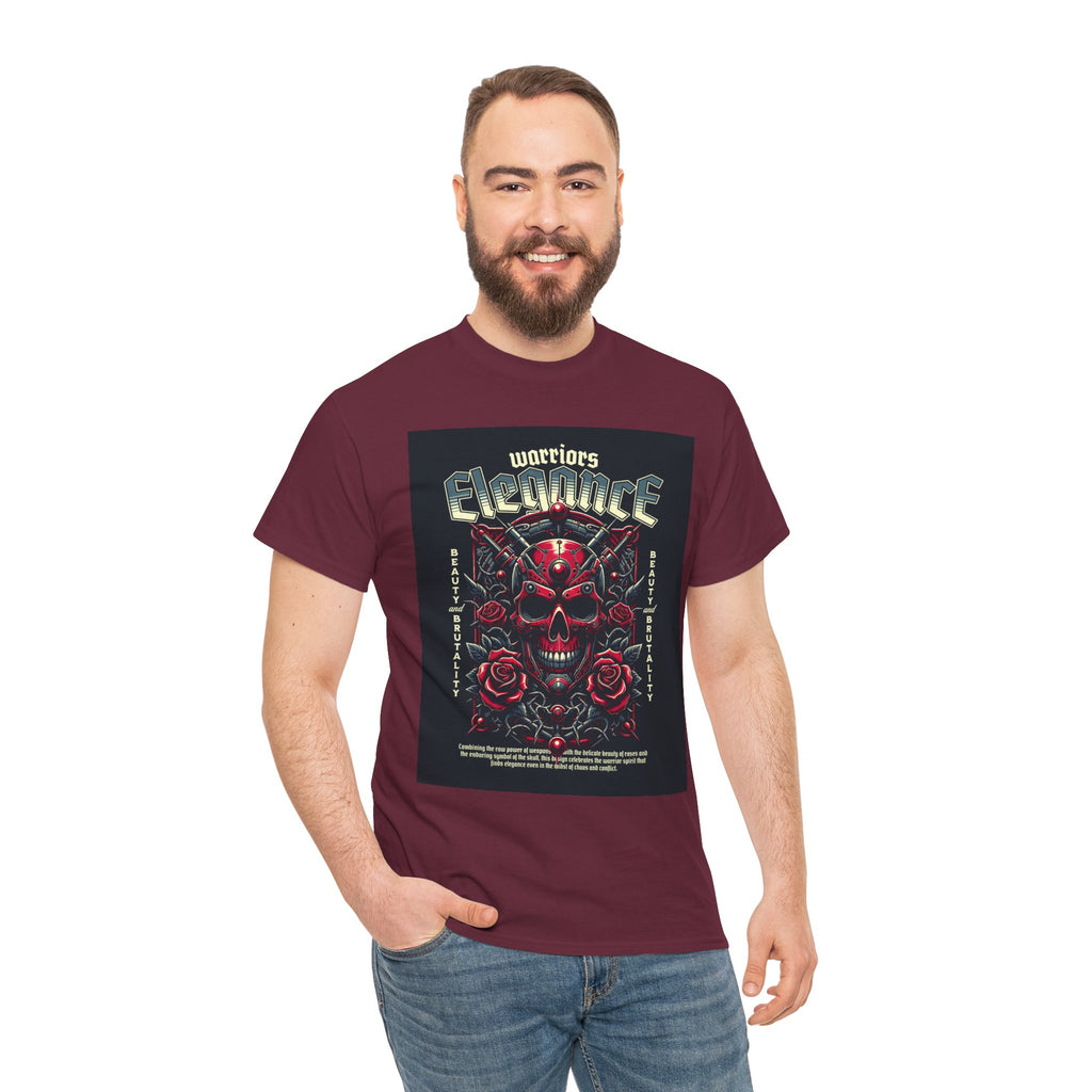 Warriors Electric Skull T‑Shirt — Red Skull & Roses Rock Graphic Tee