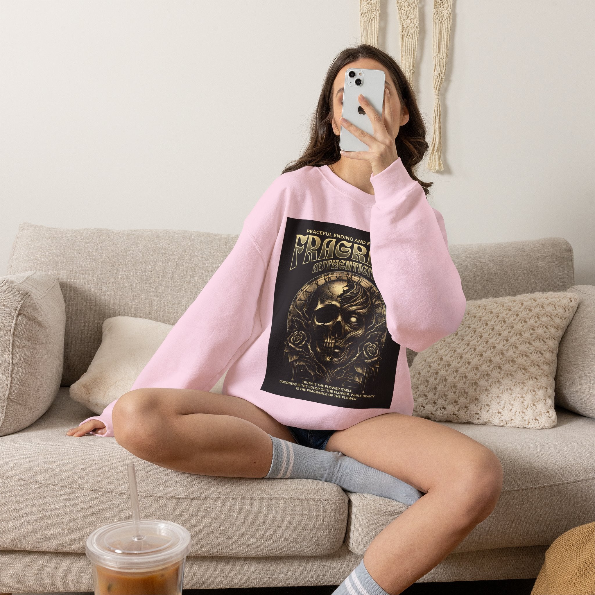 Skull & Roses Crewneck Sweatshirt — “Decrepit” Gothic Graphic