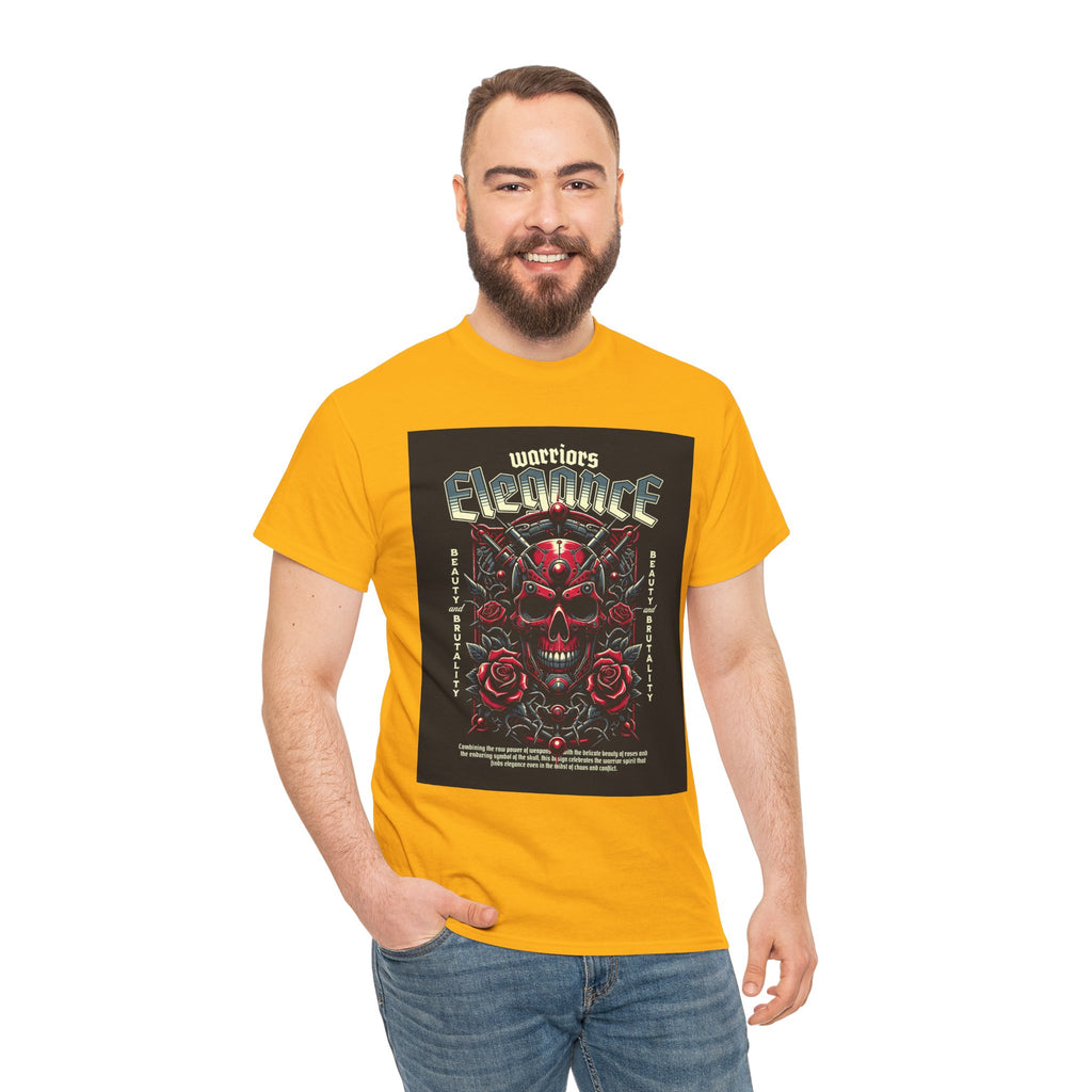 Warriors Electric Skull T‑Shirt — Red Skull & Roses Rock Graphic Tee
