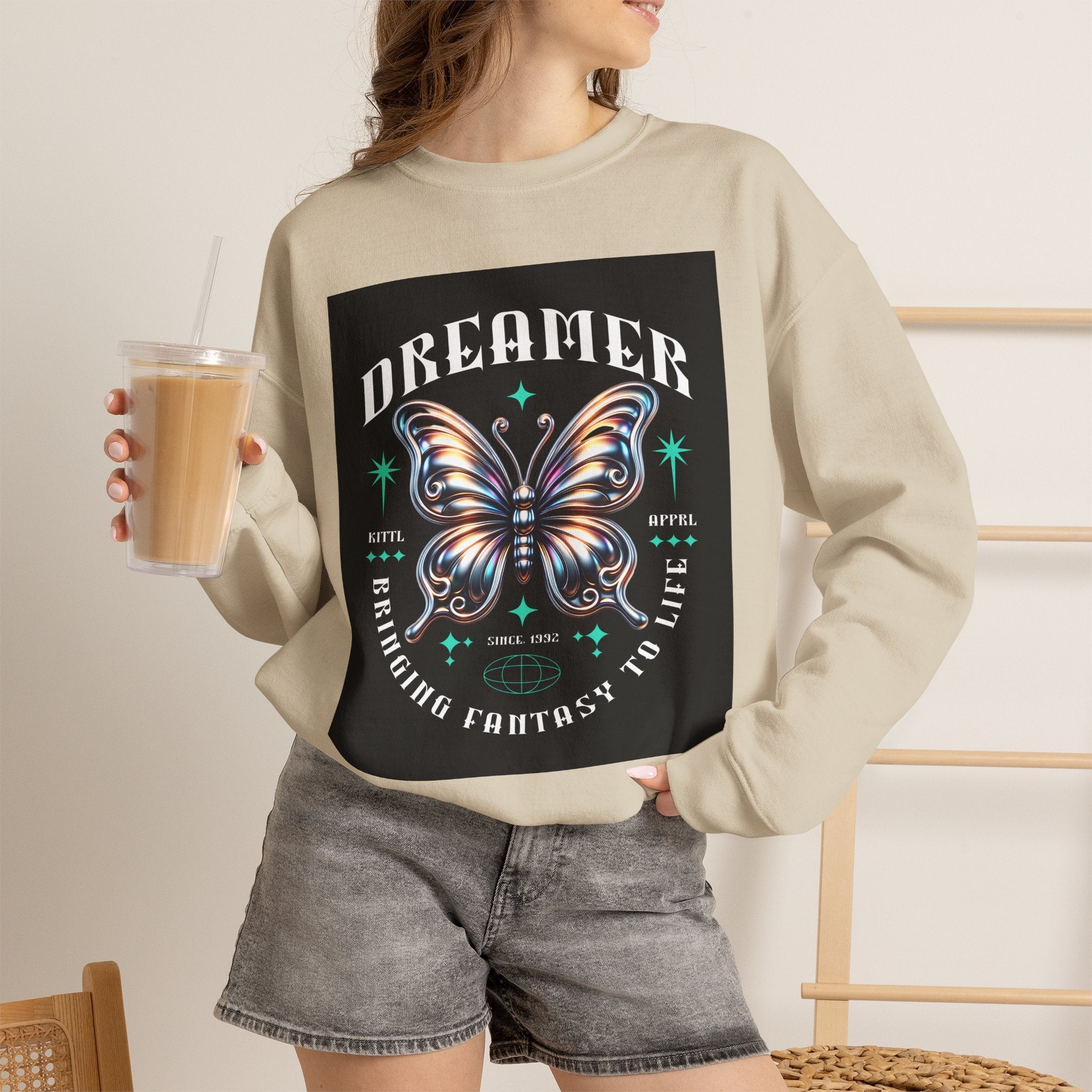 Dreamer Butterfly Crewneck Sweatshirt — Inspiring 'Dreamer' Graphic Pullover