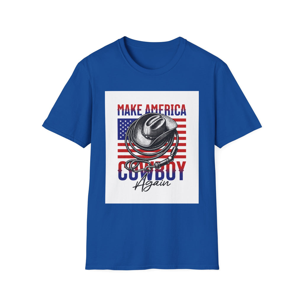Make America Cowboy Again T-Shirt — Patriotic Western Flag Tee