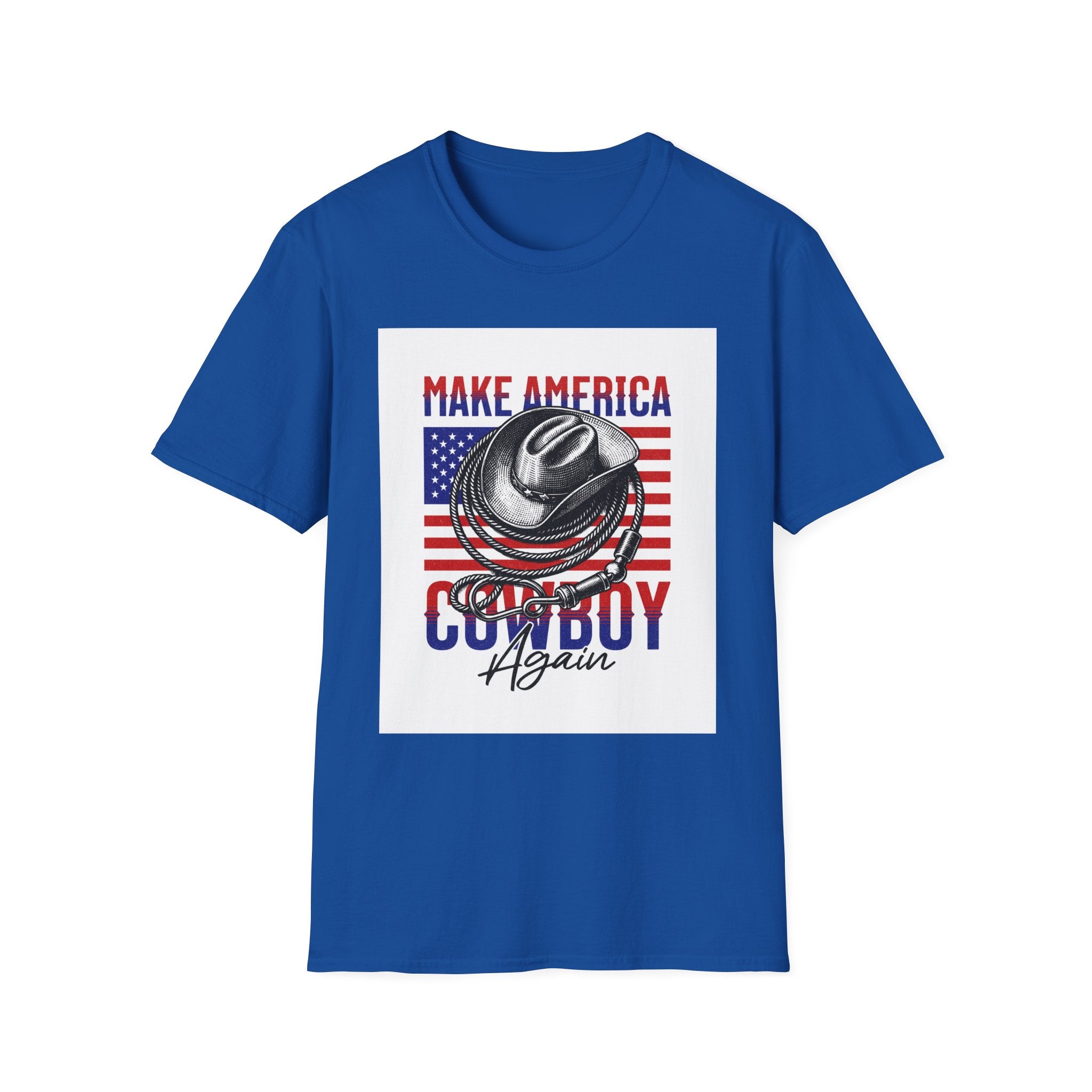Make America Cowboy Again T-Shirt — Patriotic Western Flag Tee