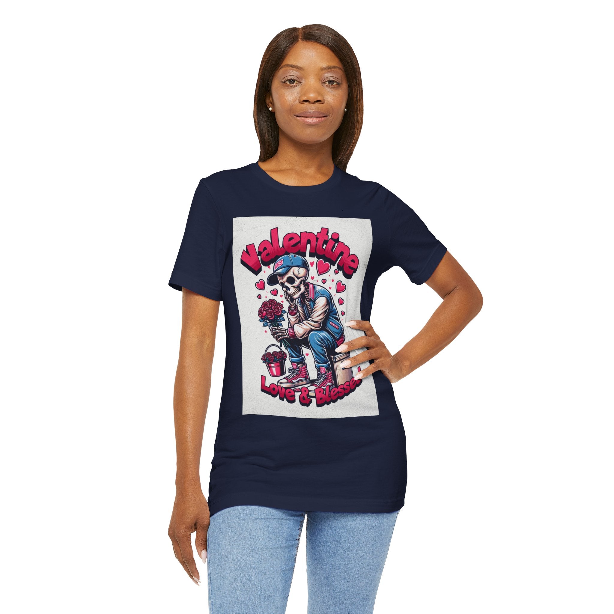 Valentine Skull T-Shirt – "Love & Blessed" Gothic Valentine Tee