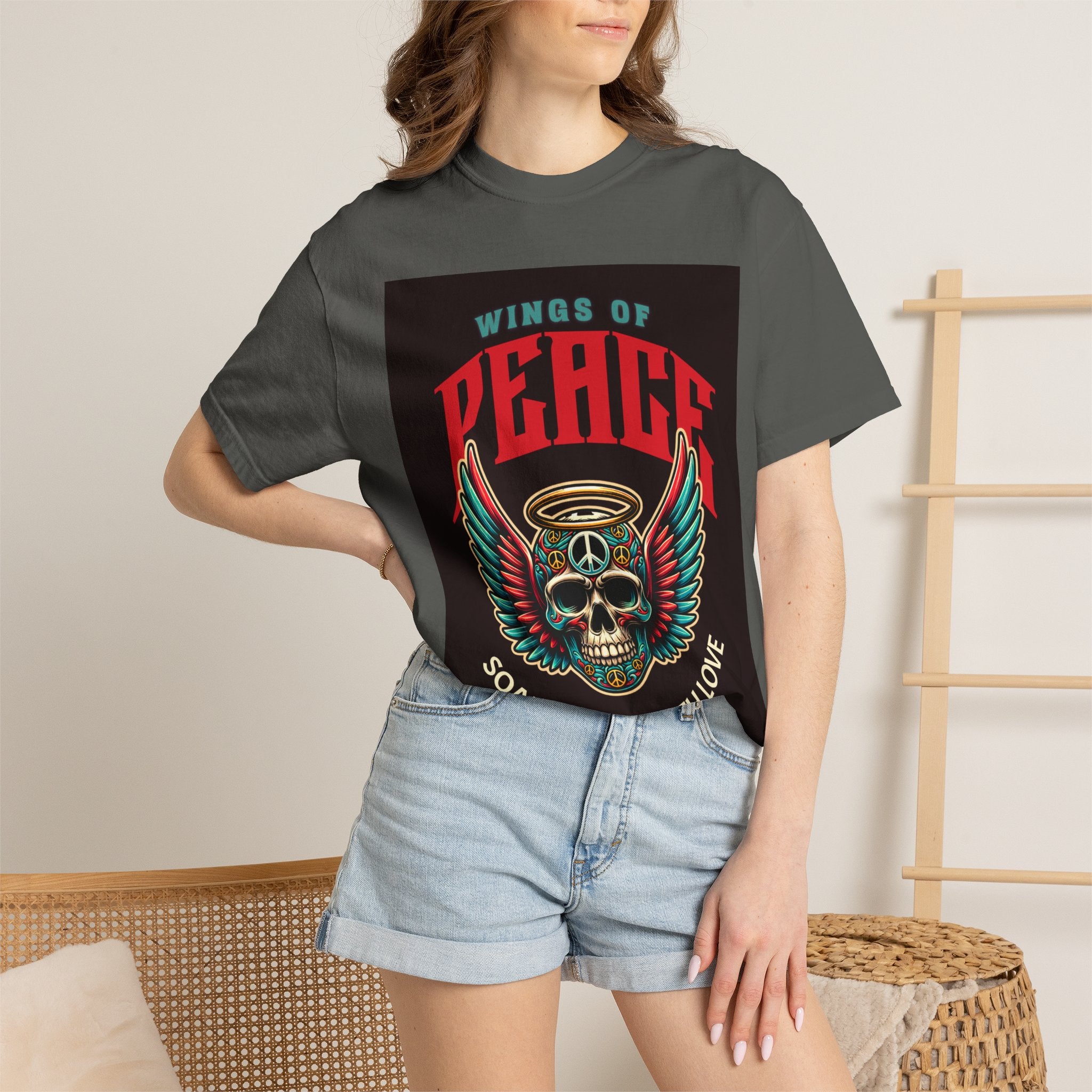 Wings of Peace Skull T-Shirt — "Soar Above With Love" Vintage Graphic Tee