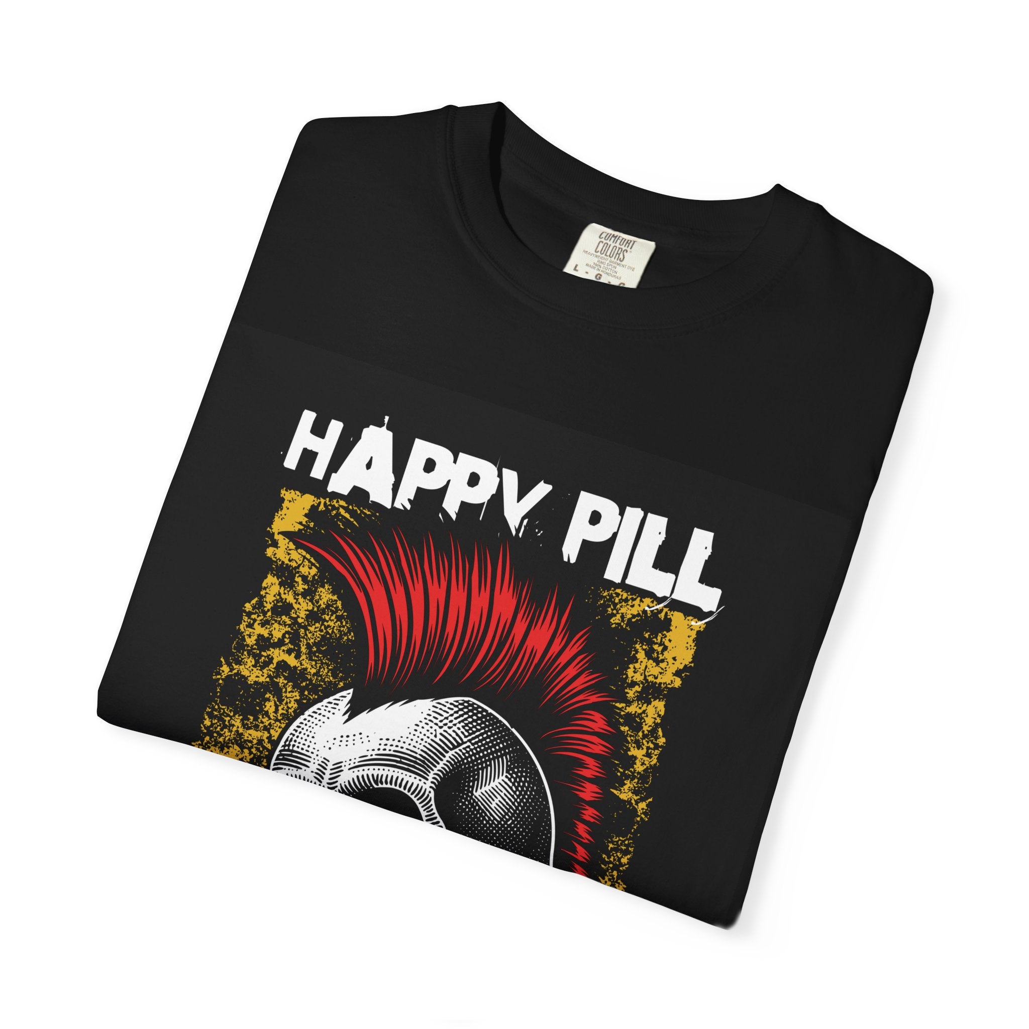 Happy Pill Punk Skull T-Shirt — 'Happy Pill Medication' Graphic Tee