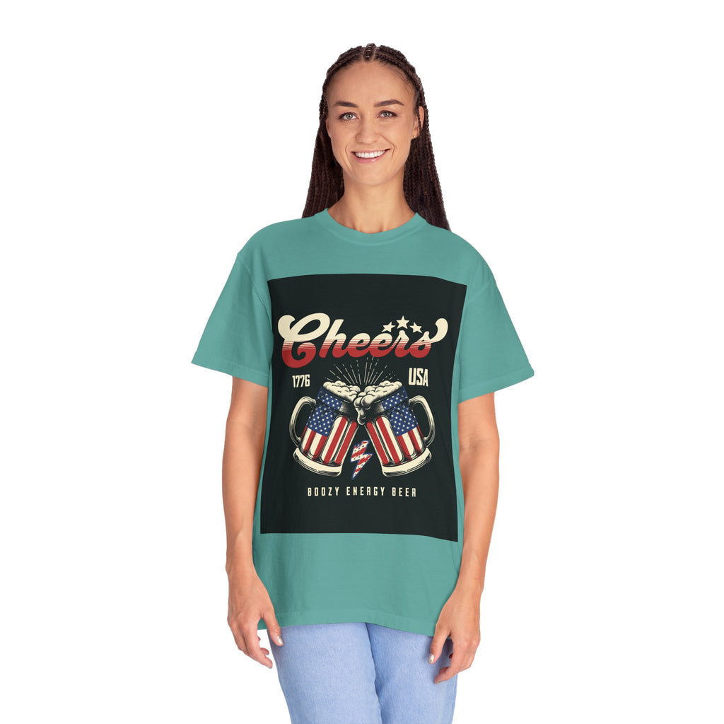Cheers USA T-Shirt — Patriotic Beer Mugs Graphic Tee (1776)