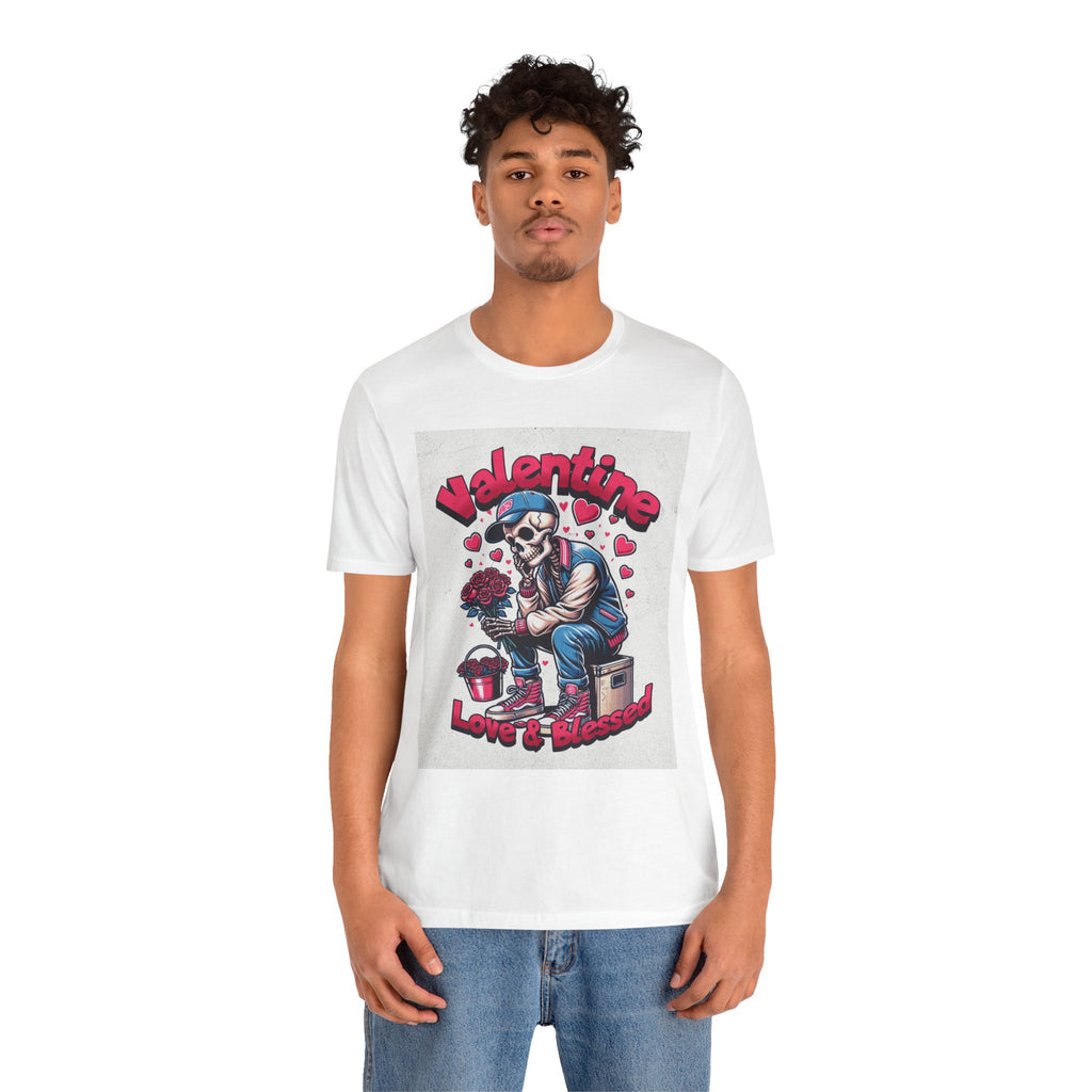 Valentine Skull T-Shirt – "Love & Blessed" Gothic Valentine Tee