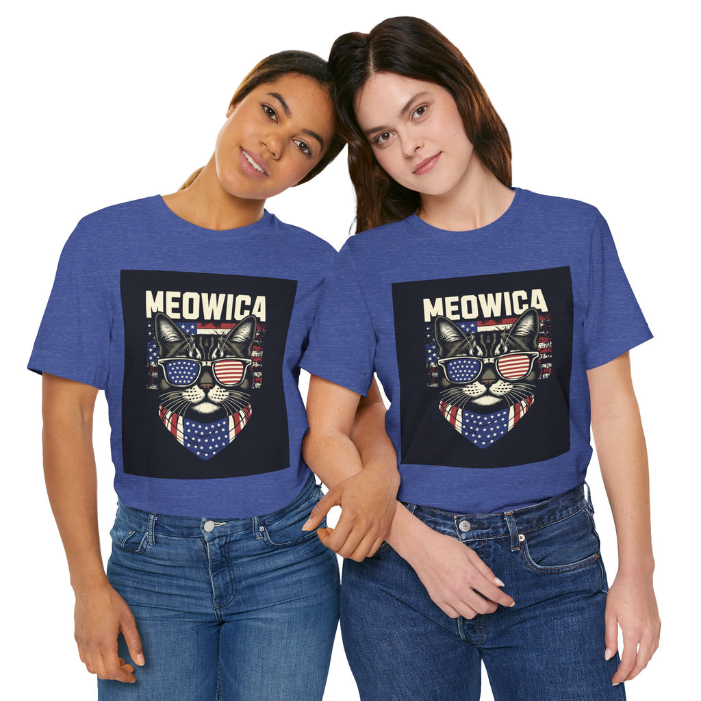Meowica Cat Tee — Patriotic USA Flag Sunglasses Graphic T-Shirt