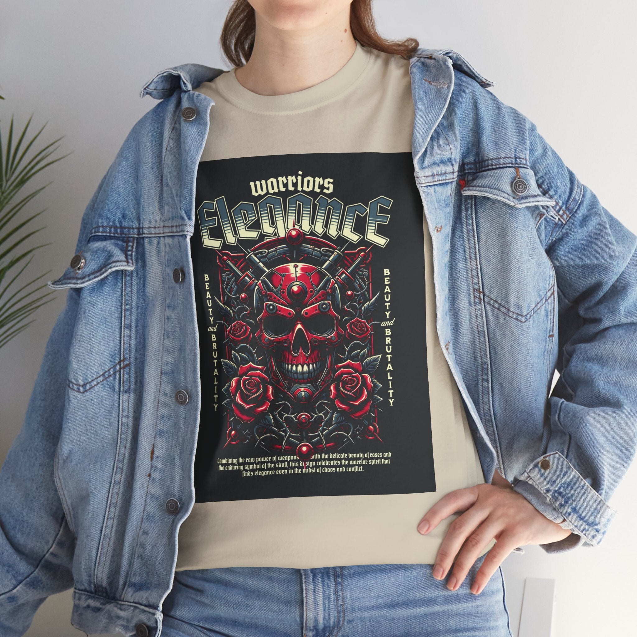 Warriors Electric Skull T‑Shirt — Red Skull & Roses Rock Graphic Tee