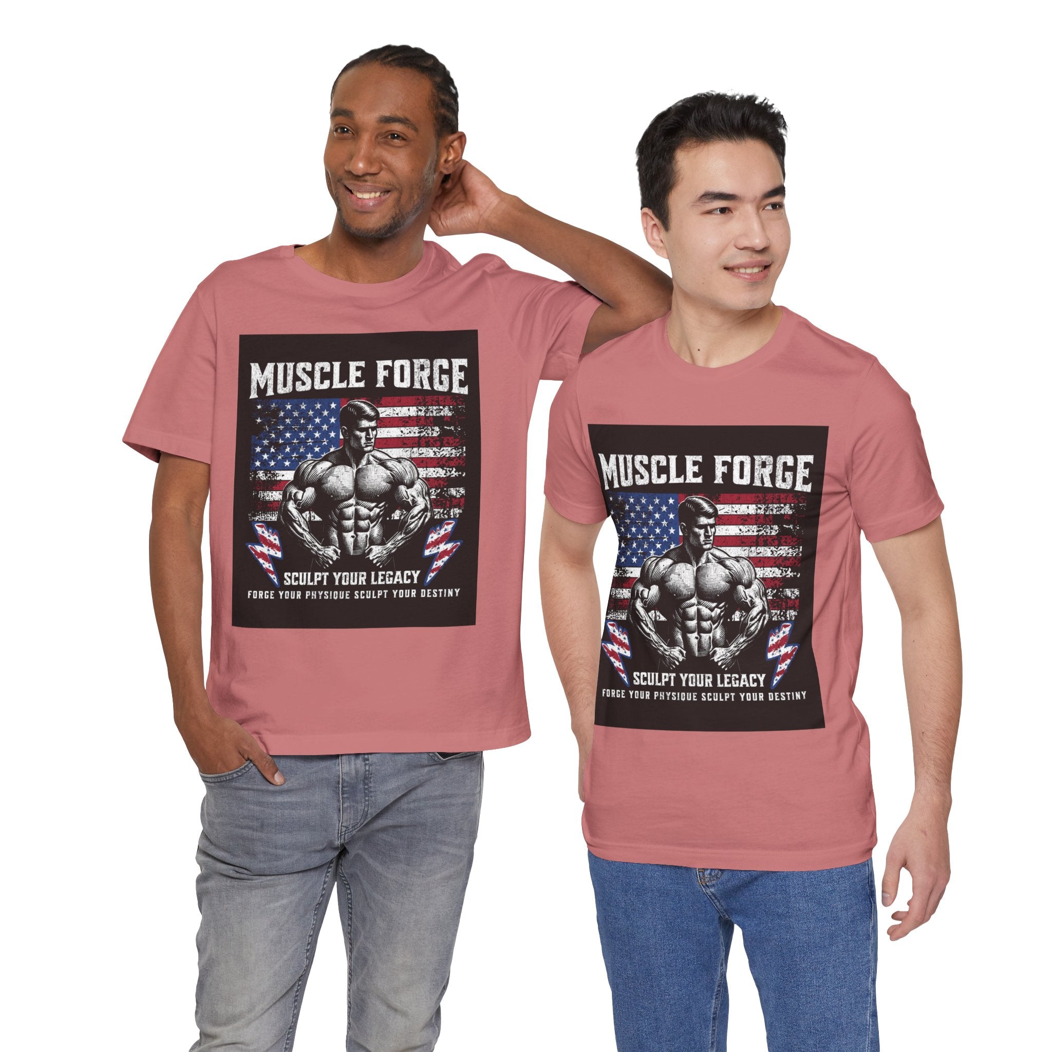 Muscle Forge American Flag Gym Tee — "Sculpt Your Legacy" Fitness T-Shirt
