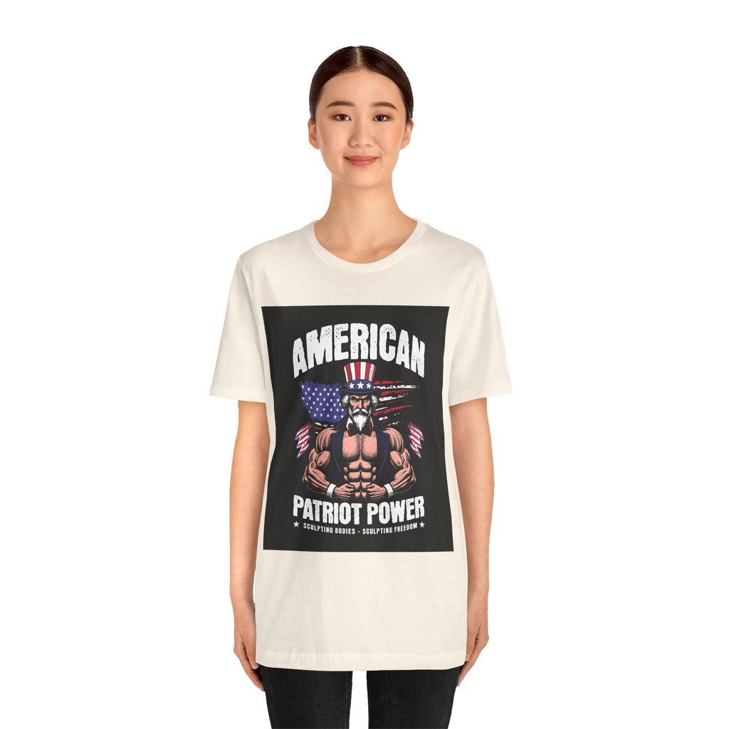 Patriot Power T-Shirt — American Flag Uncle Sam Muscle Graphic Tee