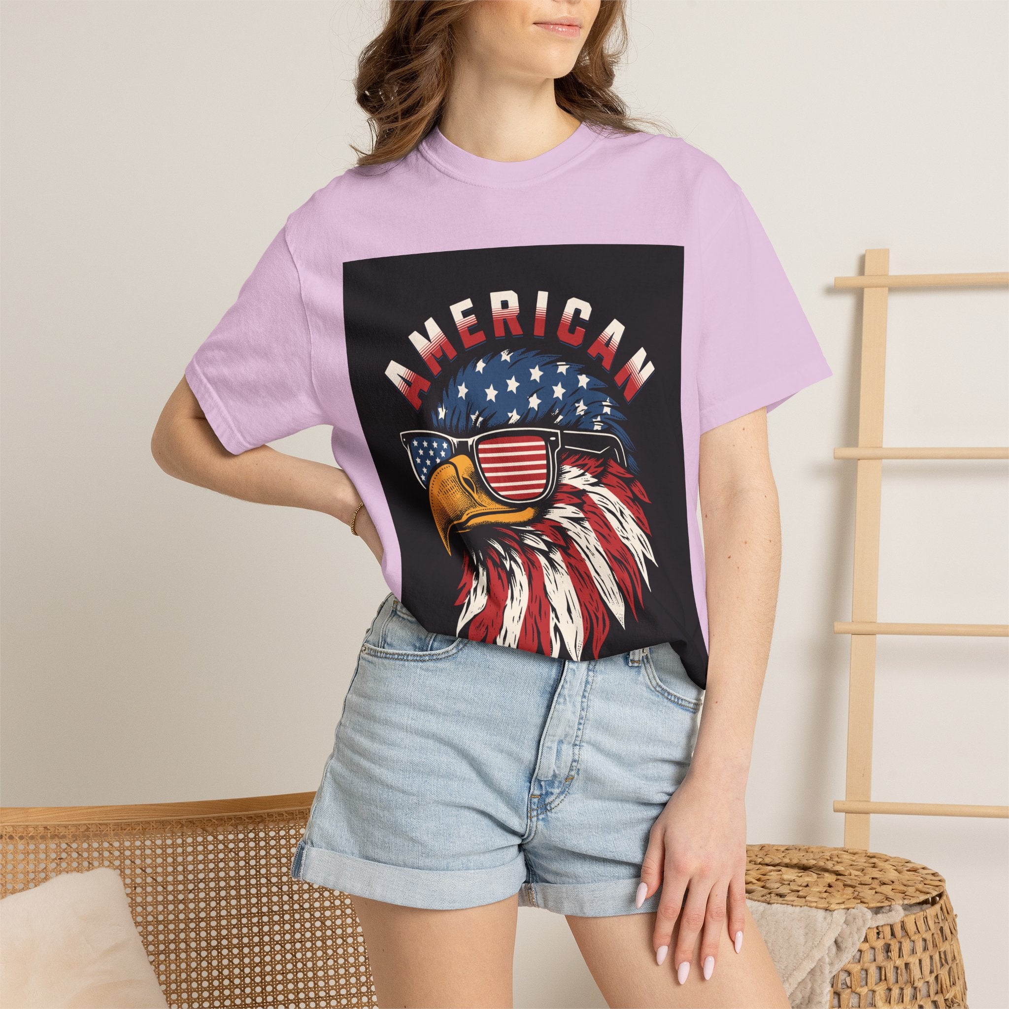 American Eagle Sunglasses T-Shirt — Patriotic USA Flag Graphic