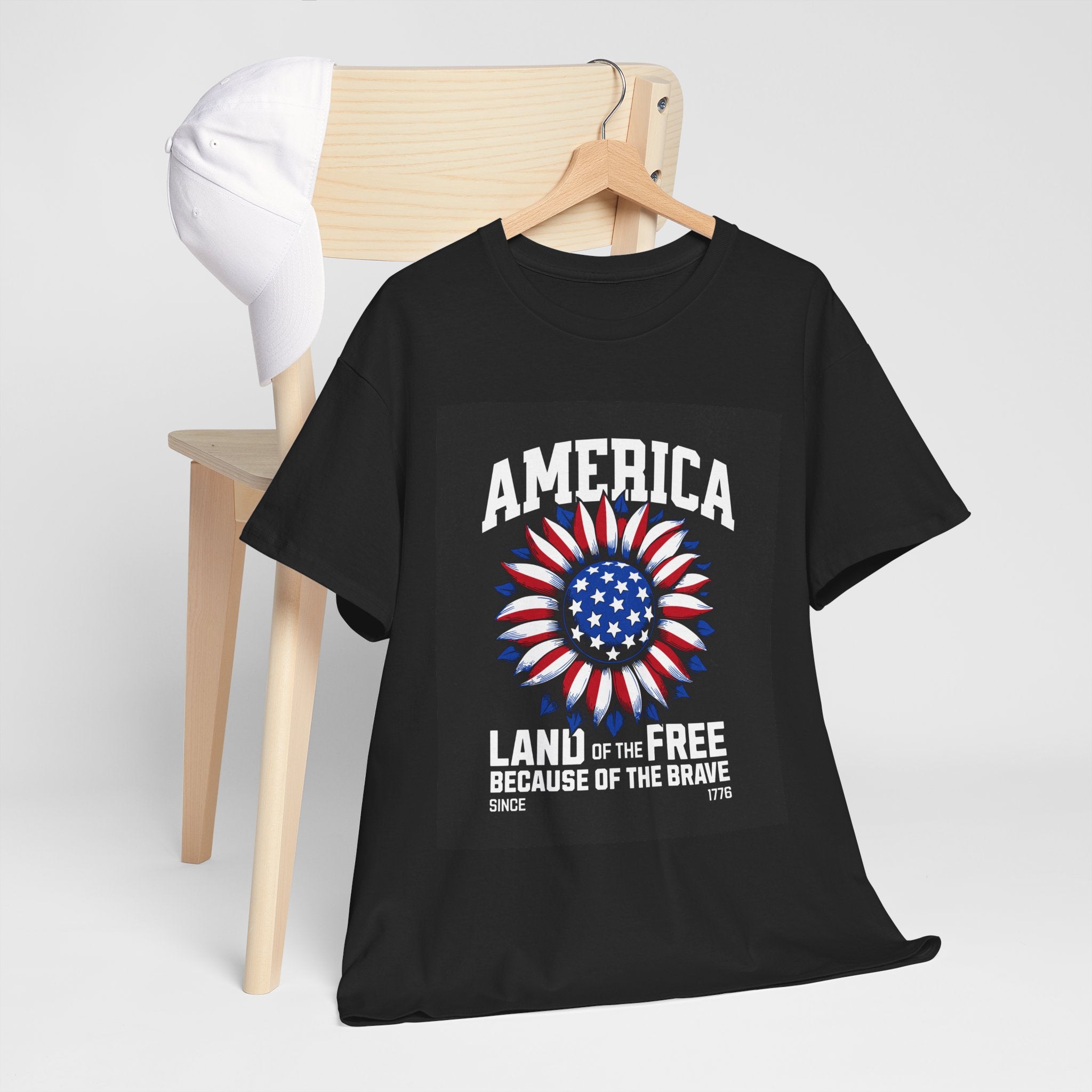 Patriotic America Tee — "Land of the Free Because of the Brave" Cotton T-Shirt