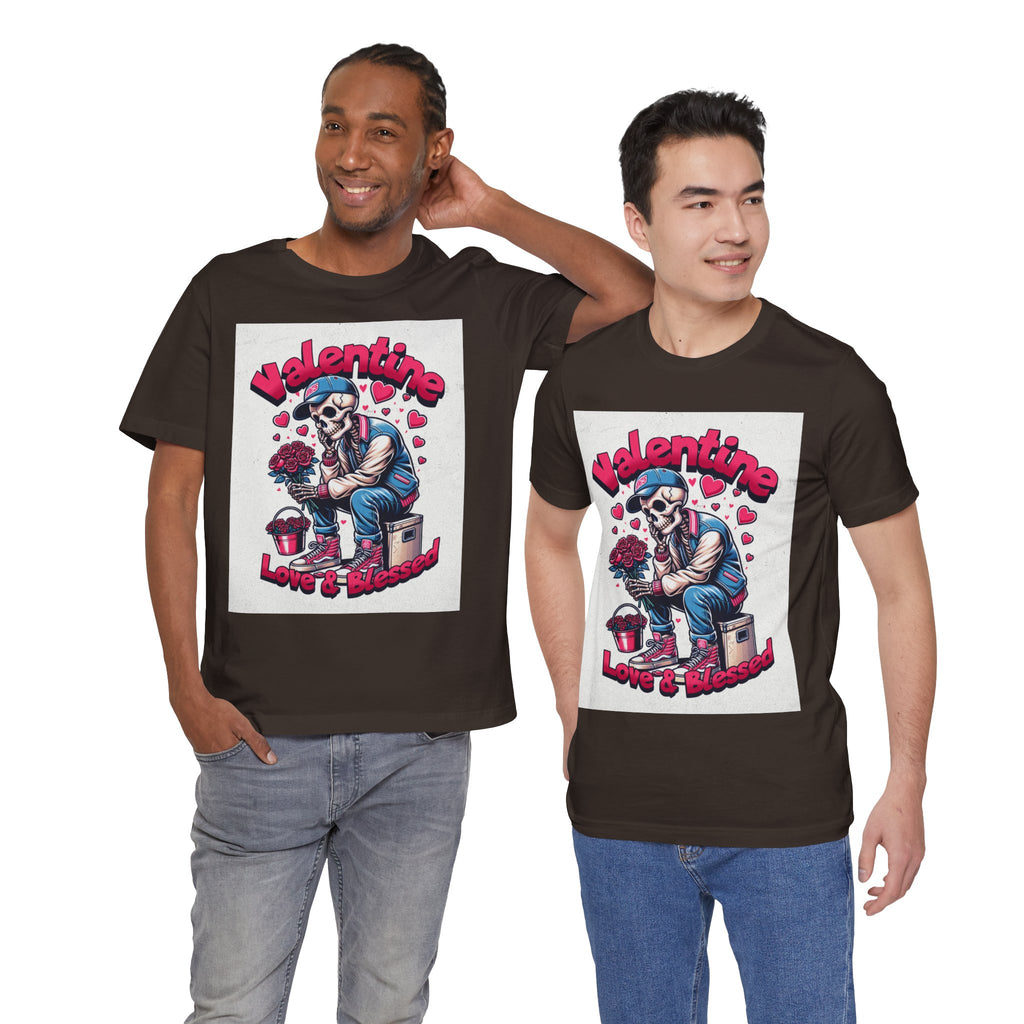 Valentine Skull T-Shirt – "Love & Blessed" Gothic Valentine Tee