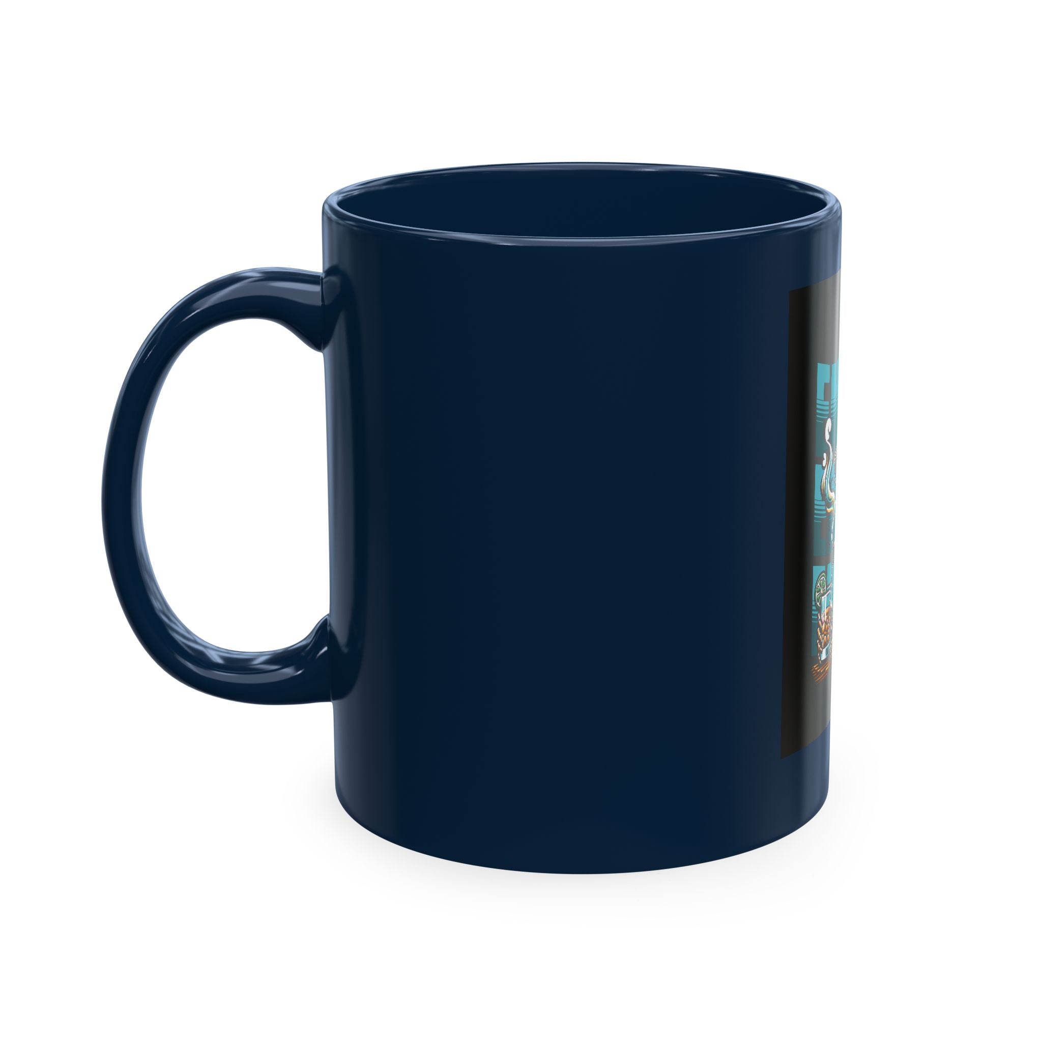 Skull 'Energy' Ceramic Coffee Mug — Retro Skeleton with Drink Design