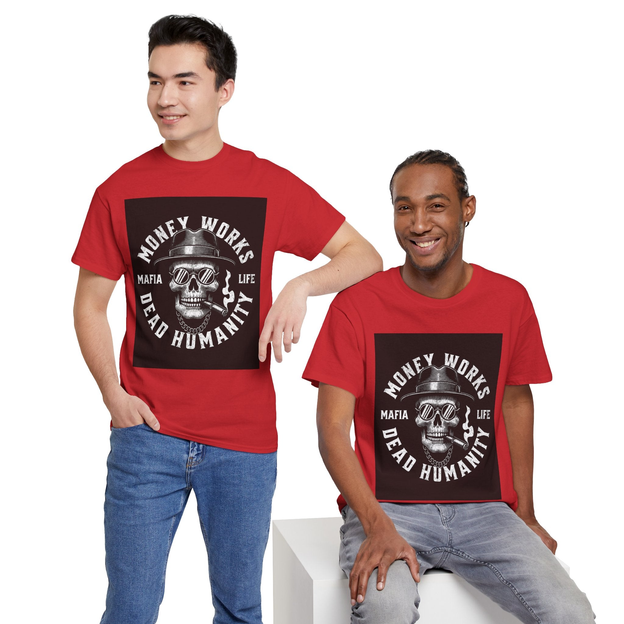 Money Works Dead Humanity Skull Tee