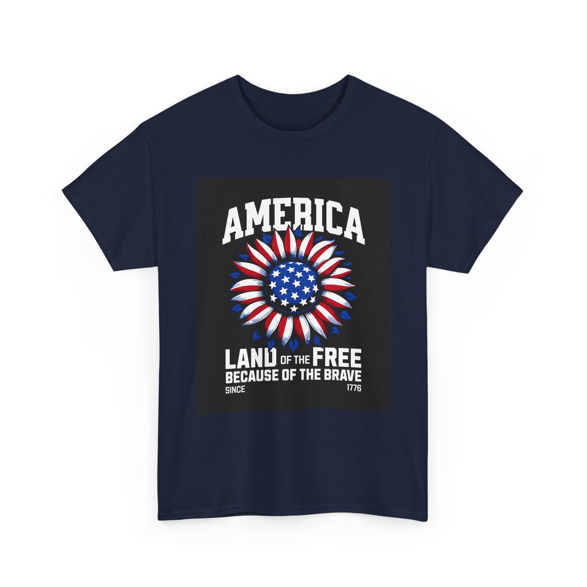 Patriotic America Tee — "Land of the Free Because of the Brave" Cotton T-Shirt