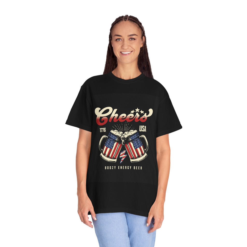 Cheers USA T-Shirt — Patriotic Beer Mugs Graphic Tee (1776)