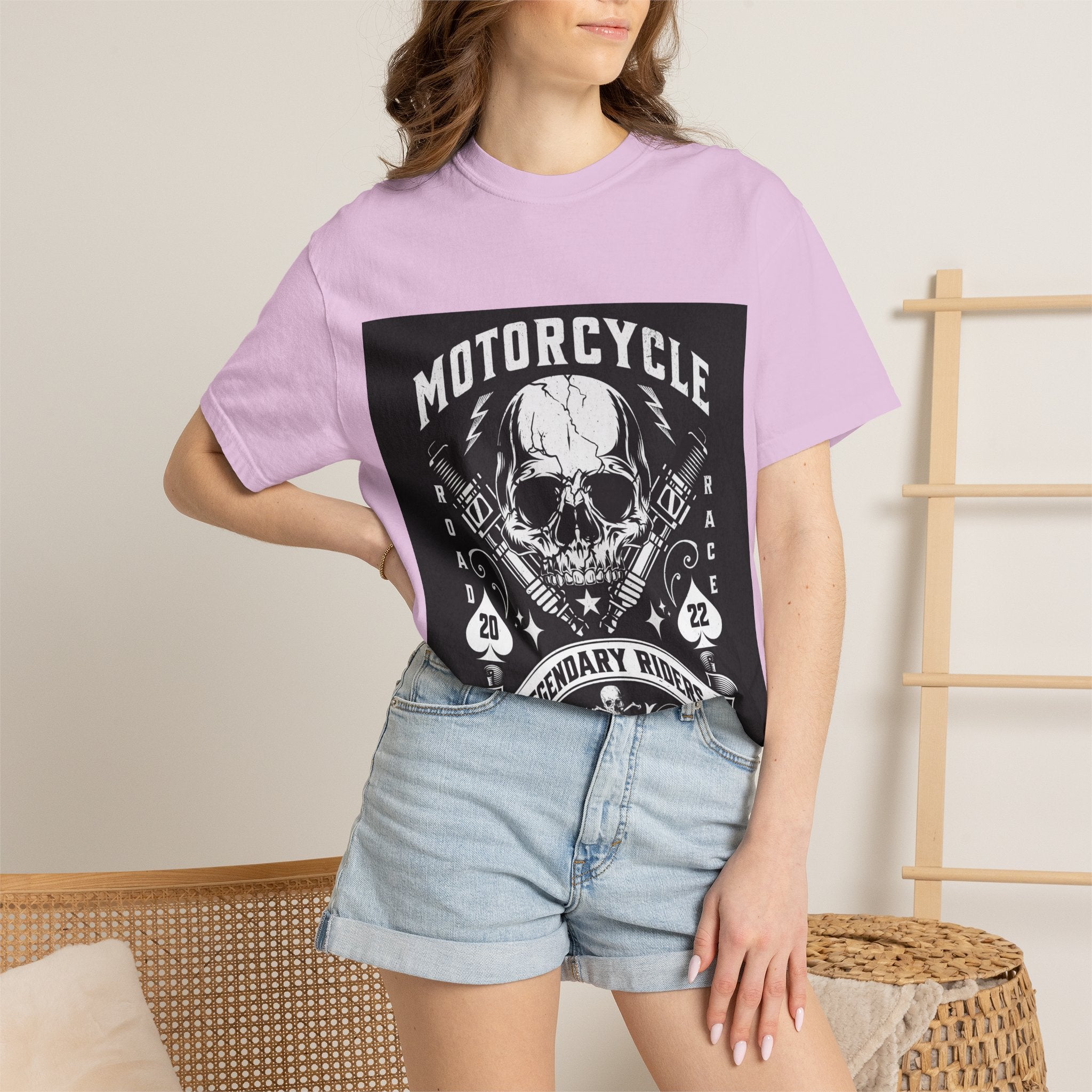 Motorcycle Skull Tee — "Legendary Riders" Vintage Biker Graphic T-Shirt