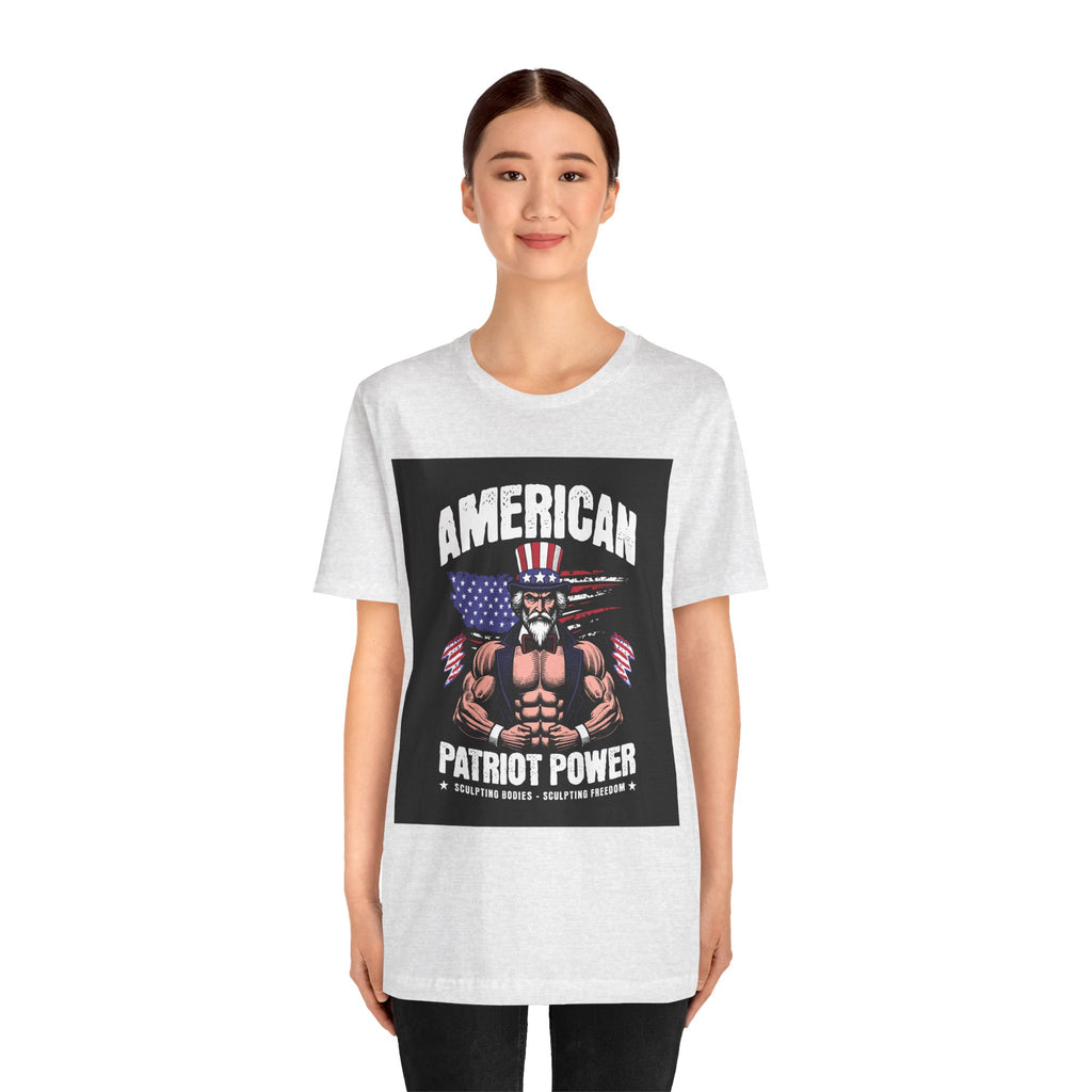 Patriot Power T-Shirt — American Flag Uncle Sam Muscle Graphic Tee