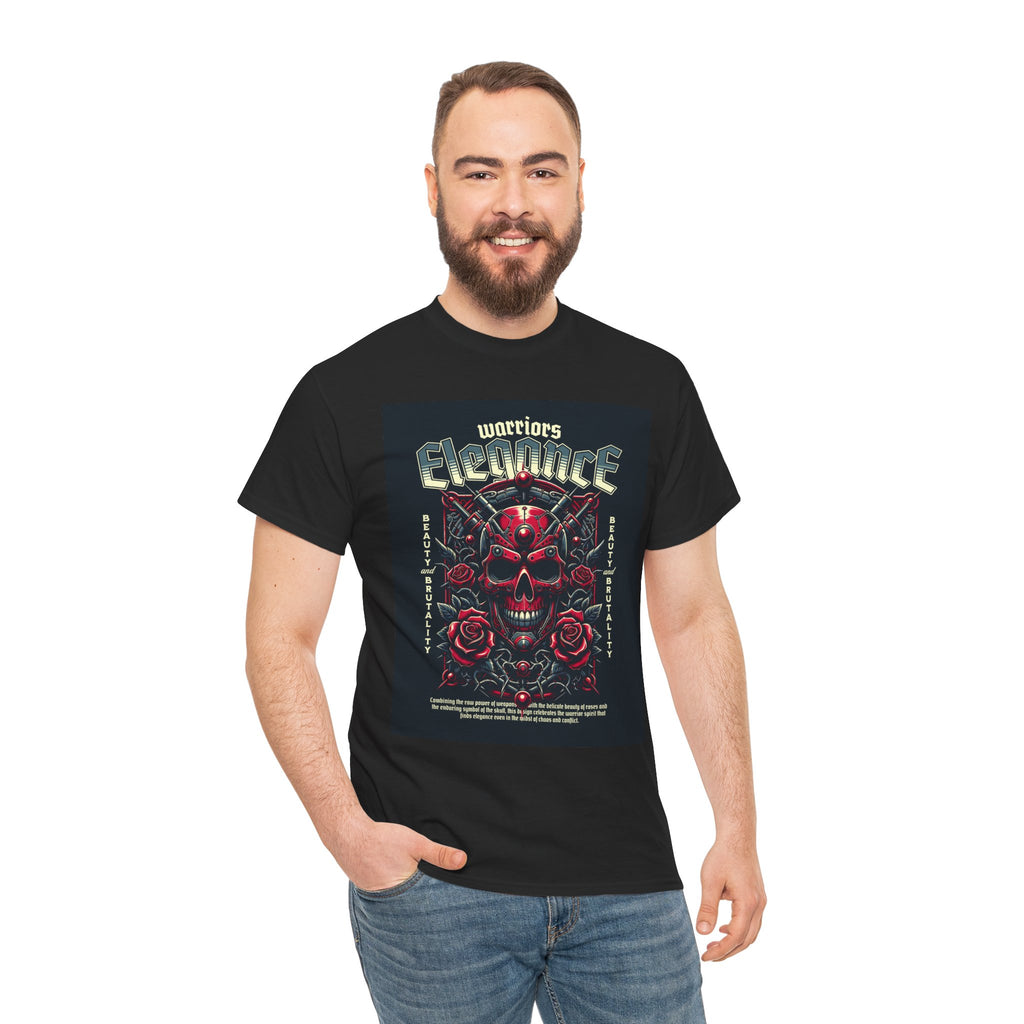 Warriors Electric Skull T‑Shirt — Red Skull & Roses Rock Graphic Tee