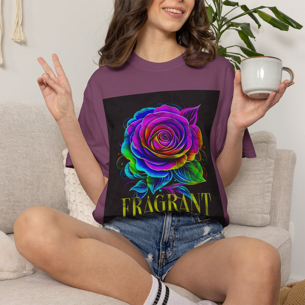 Fragrant Rainbow Rose T-Shirt — Vibrant Floral Graphic Tee