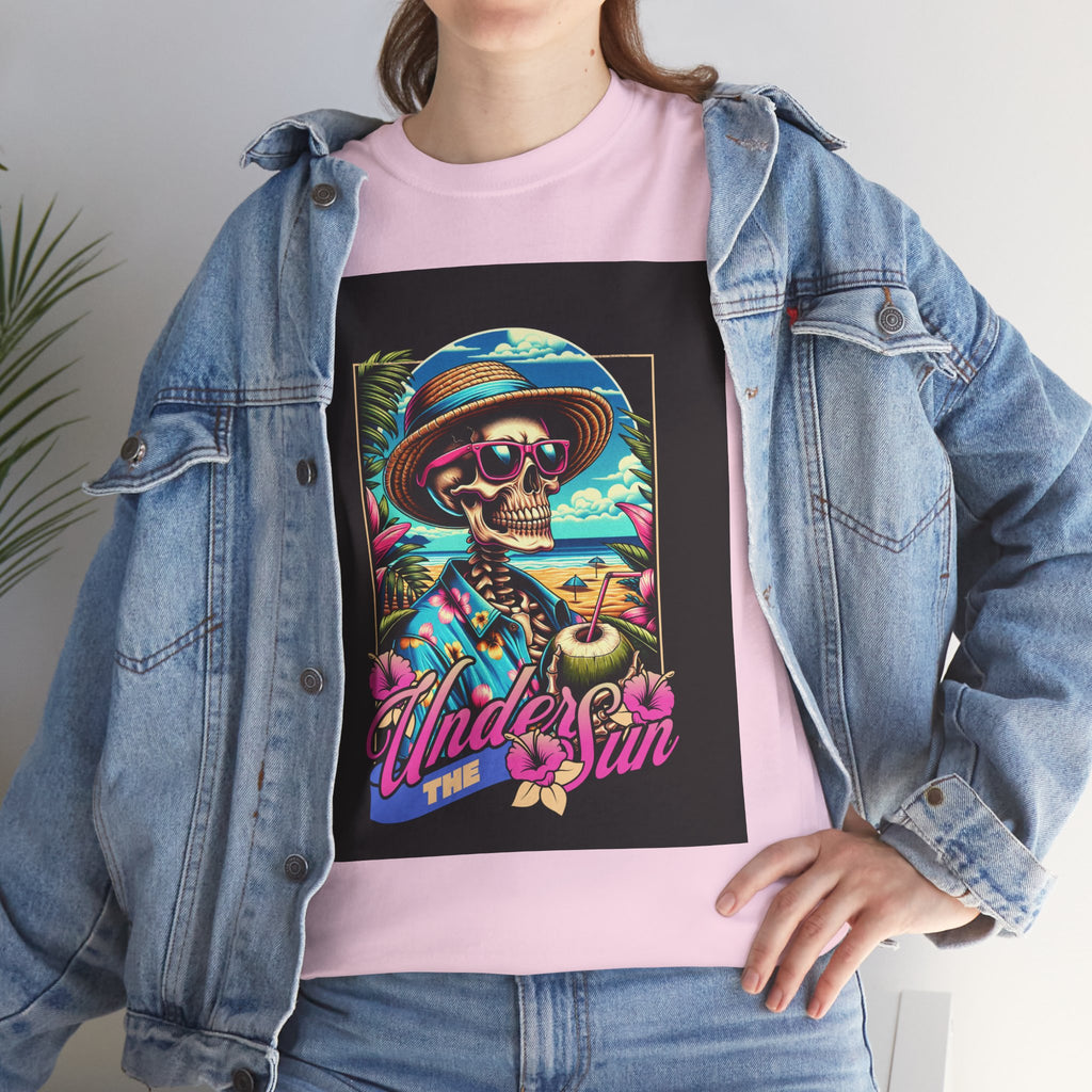Skull Beach Tee — "Under the Sun" Retro Surf Graphic T-Shirt