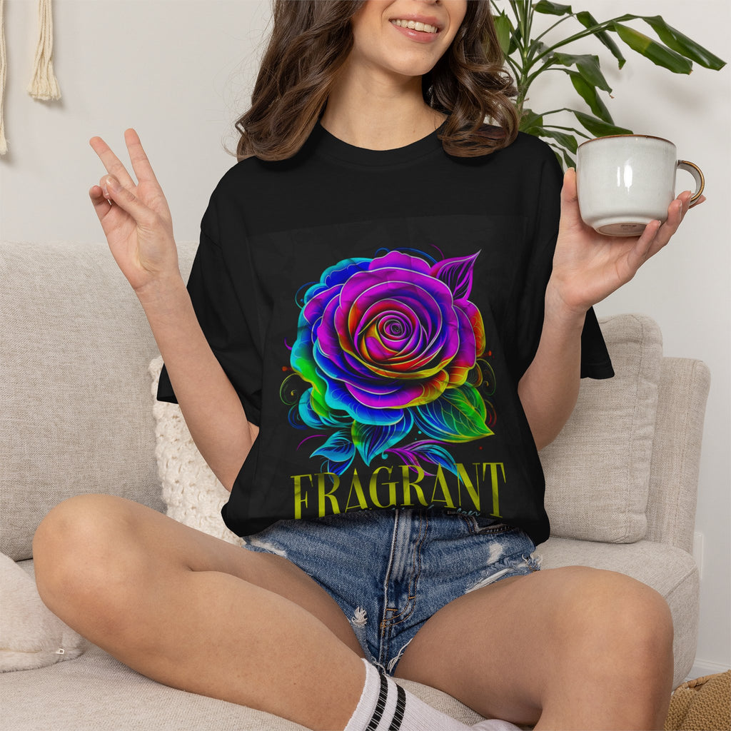Fragrant Rainbow Rose T-Shirt — Vibrant Floral Graphic Tee