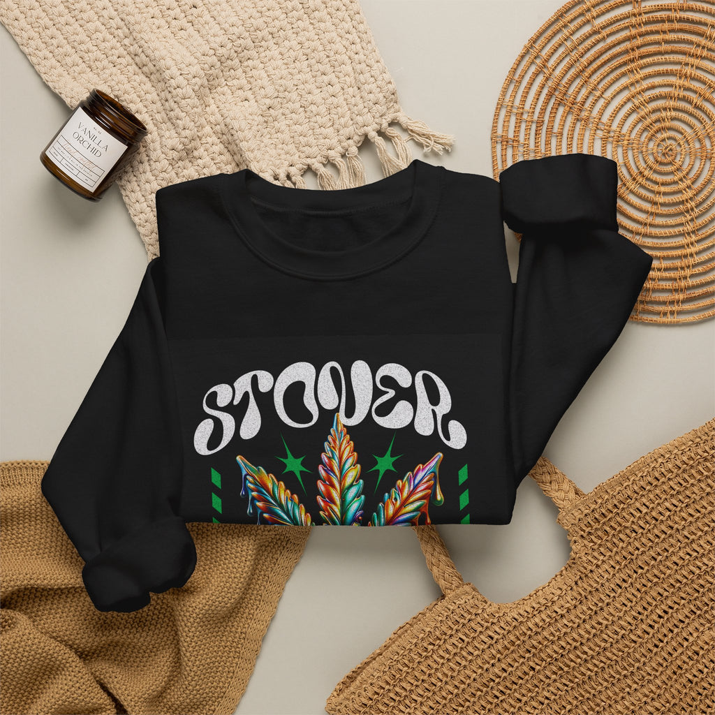 Sweatshirt — Stoner 'Grow Your Own Serenity' Colorful Cannabis Leaf Crewneck