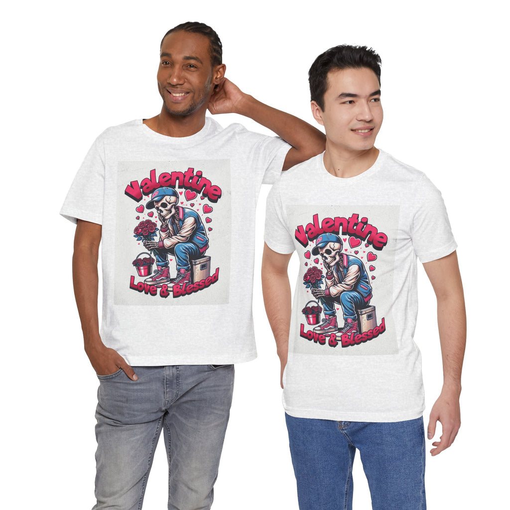 Valentine Skull T-Shirt – "Love & Blessed" Gothic Valentine Tee