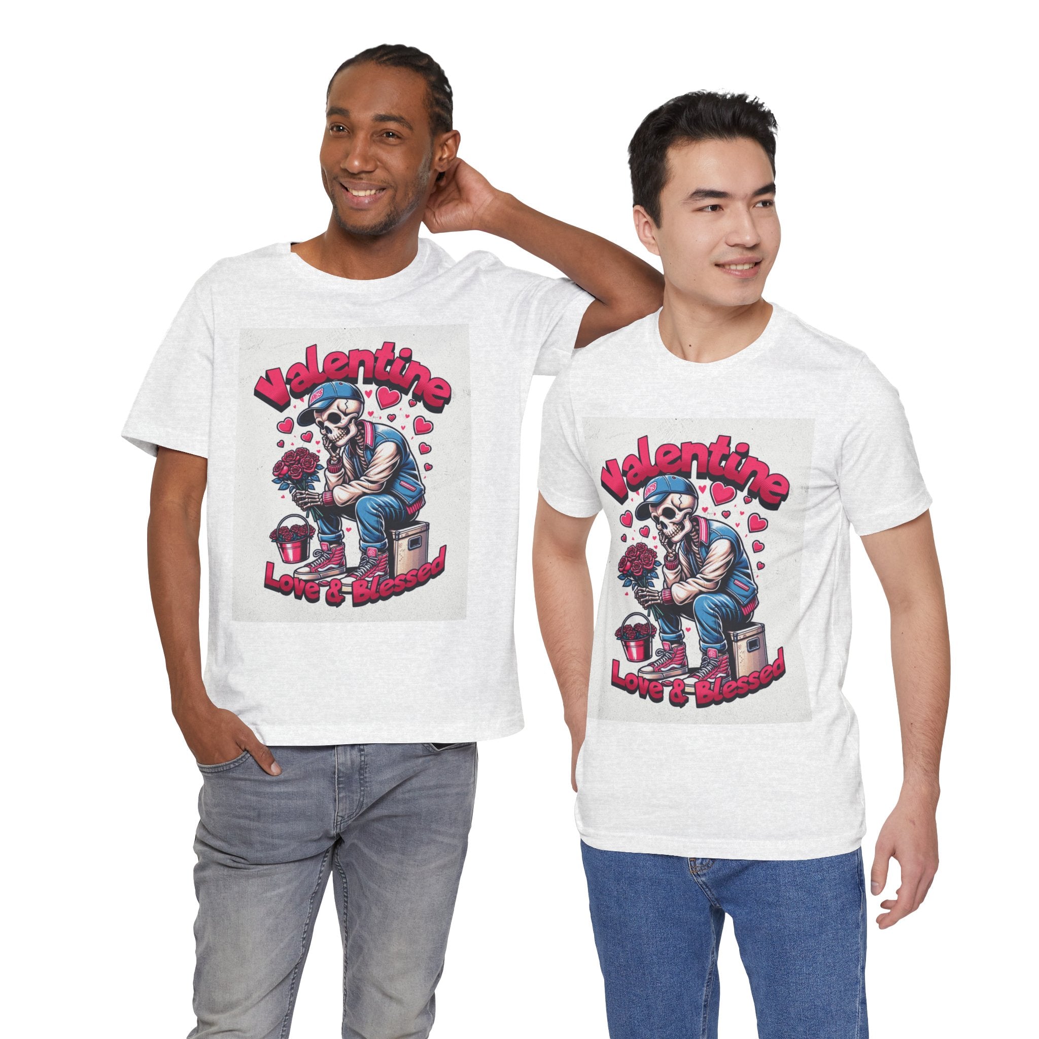 Valentine Skull T-Shirt – "Love & Blessed" Gothic Valentine Tee