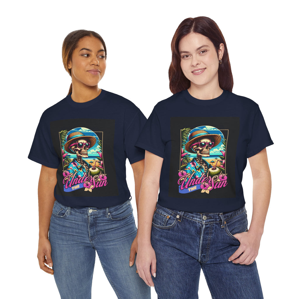 Skull Beach Tee — "Under the Sun" Retro Surf Graphic T-Shirt