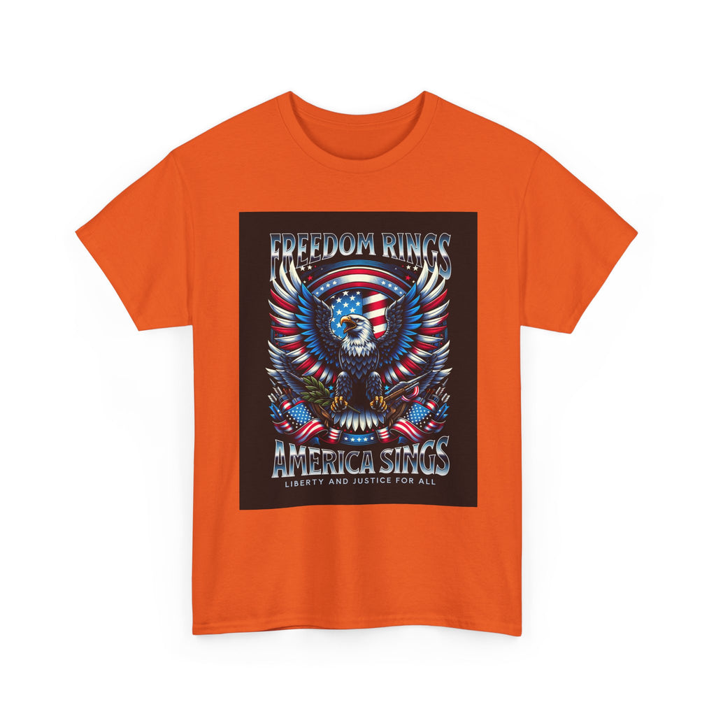 Eagle & American Flag Tee — "Freedom Rings, America Sings" Patriotic T-Shirt